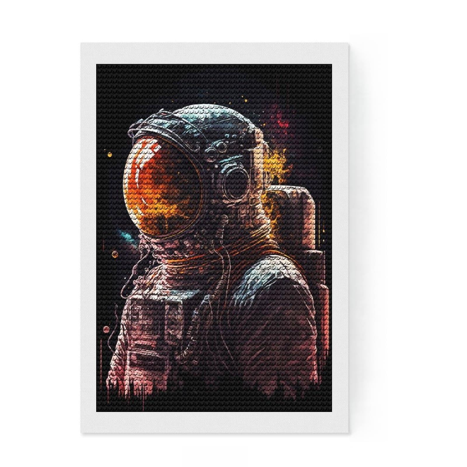 Junmoney Astronaut Inspired Diamond Painting Set 8"x12", for Craft Lovers, Creative Leisure Activity, Farmhouse Decor, Holiday Gift Idea