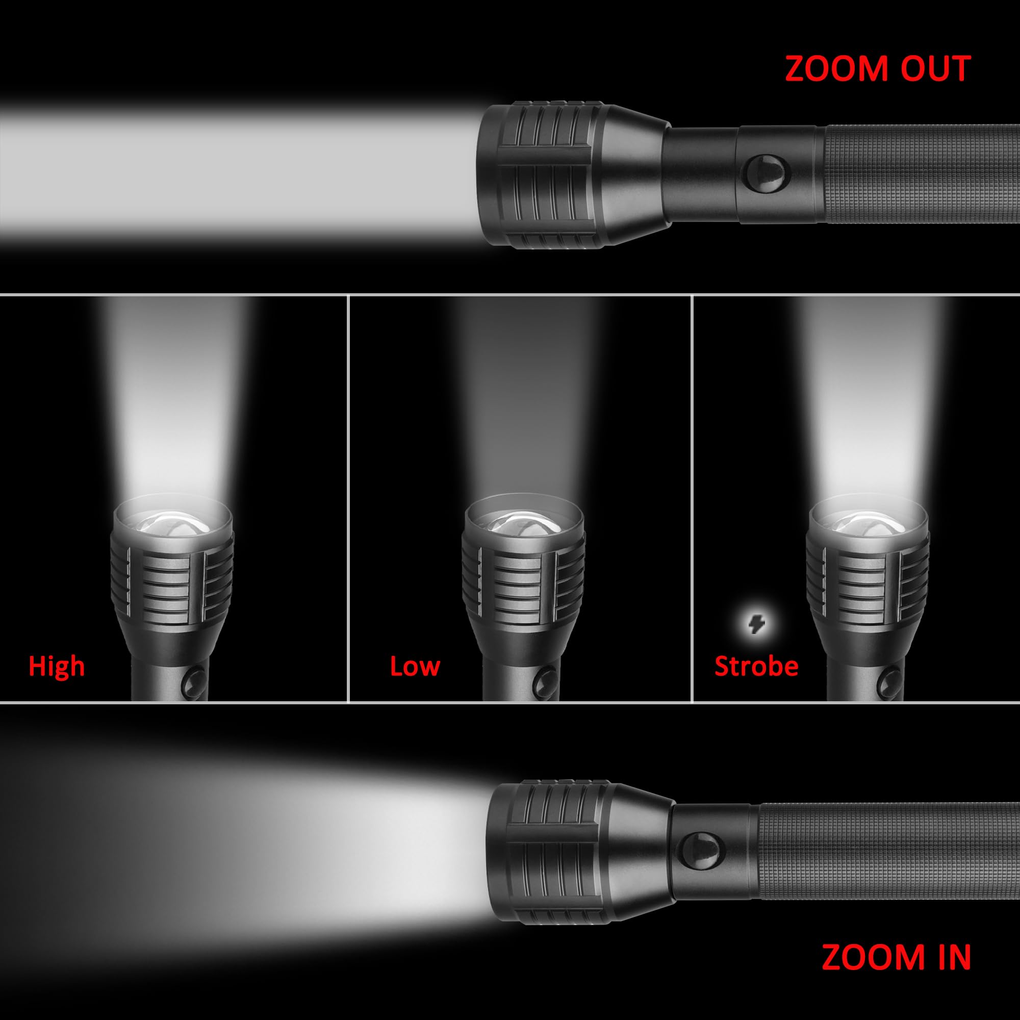 Linterna LED de 4 celdas D de alta resistencia