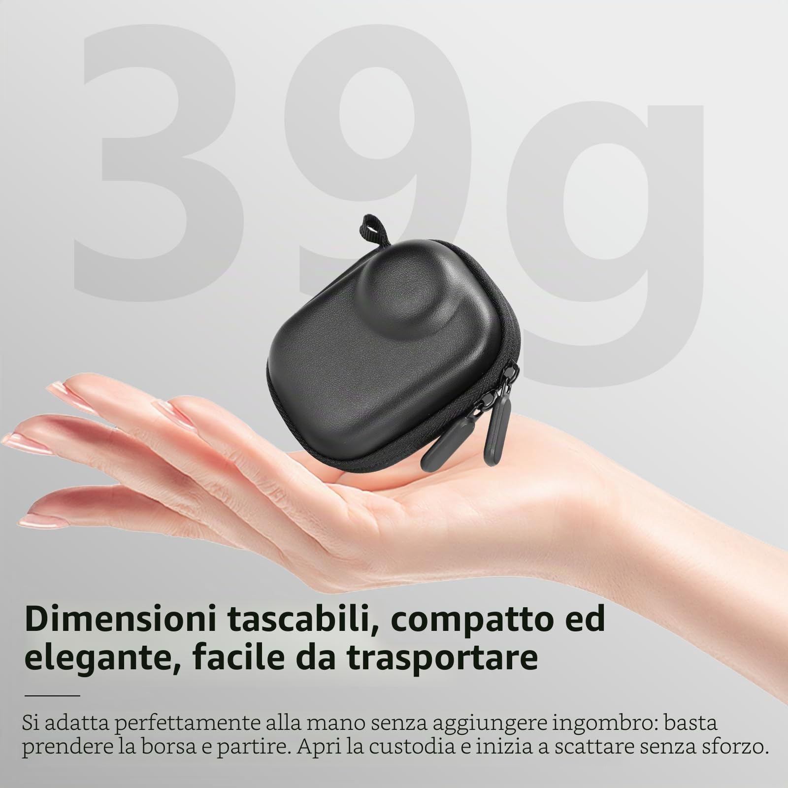 AMAZEAR Custodia da Trasporto per Accessori Insta360 GO Ultra - Borsa da Viaggio Compatta in Pelle Rigida con Interno Morbido, Protezione e Organizzazione,Nero