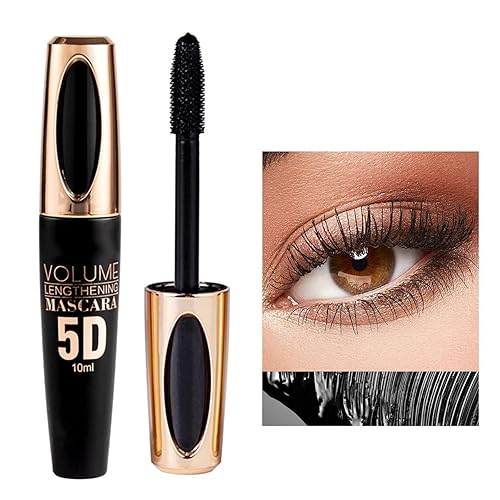 MIESCHER Máscara negra para pestañas, pestañas de fibra de seda 5D, máscara de pestañas de color, impermeable, de larga duración, a prueba de