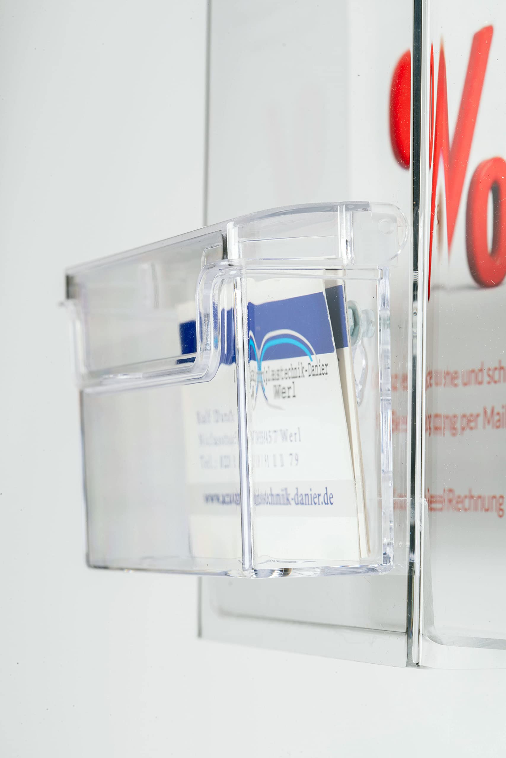 Flyerbox Prospektbox mit Visitenkartenbox wetterfest DIN LANG,1/3A4