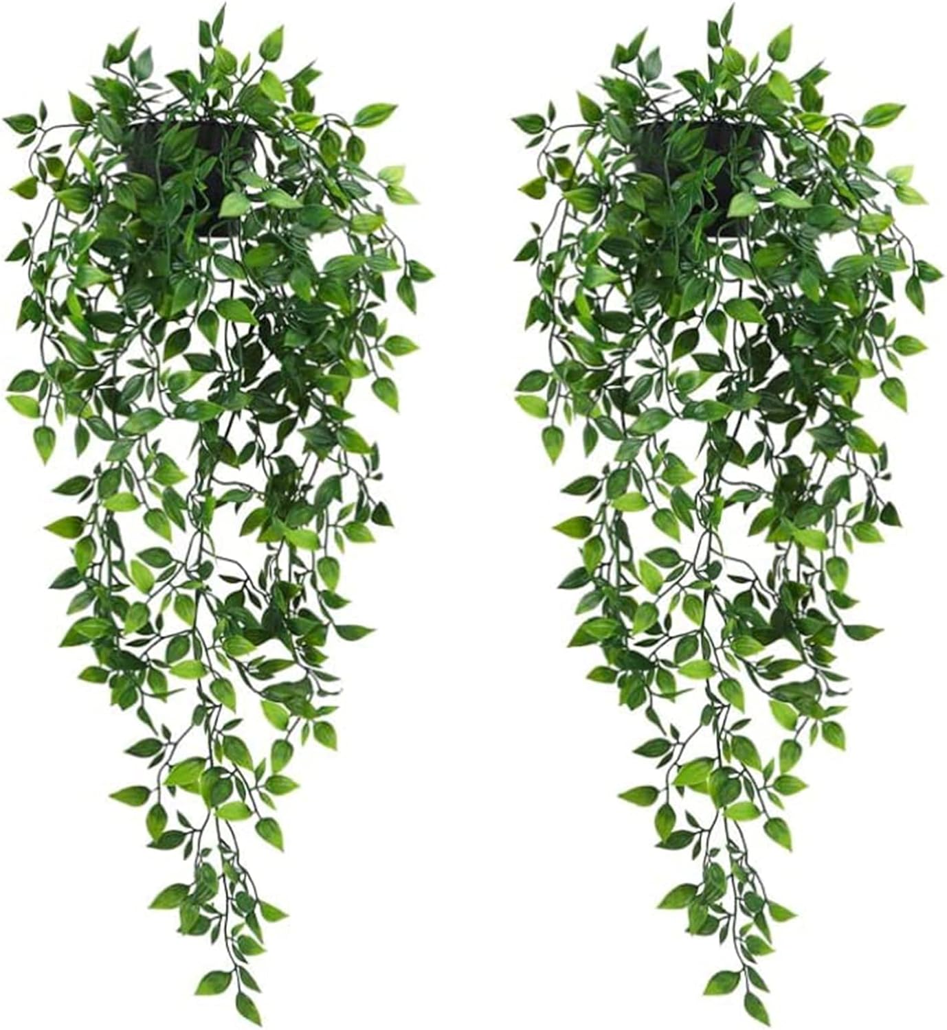 Artificial Hanging Plants, 2 Pack Fake Hanging Potted Plants, Fake Ivy
