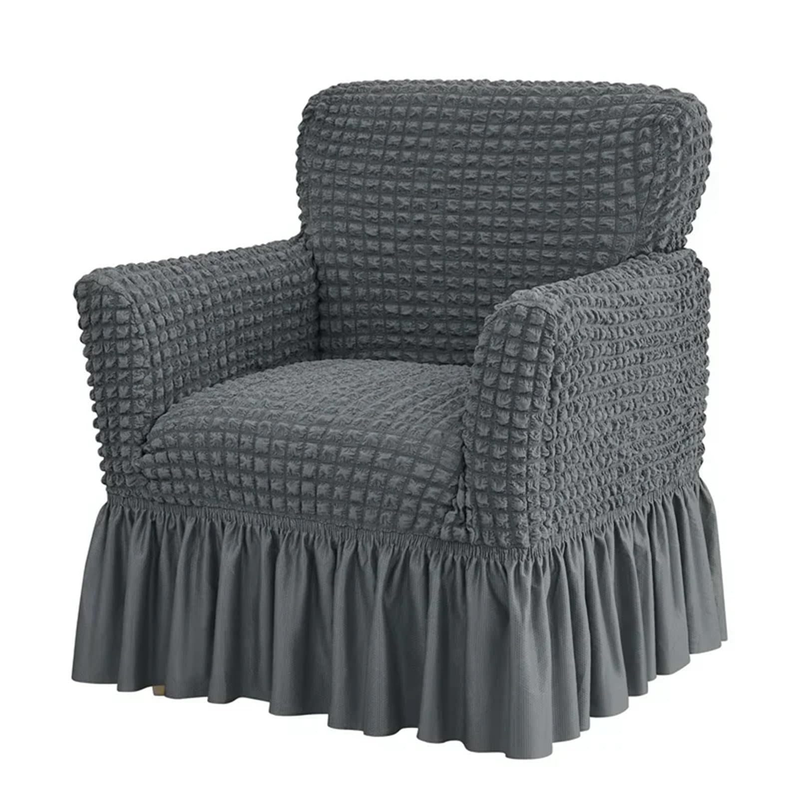 SUBLXPoten Sofa Cover with Skirt Bubble Grid Club Chair Cover Elastic Tub Sofa Covers with Skirt Hem Single Armchair Slipcovers(A7 Club Sofa Cover)