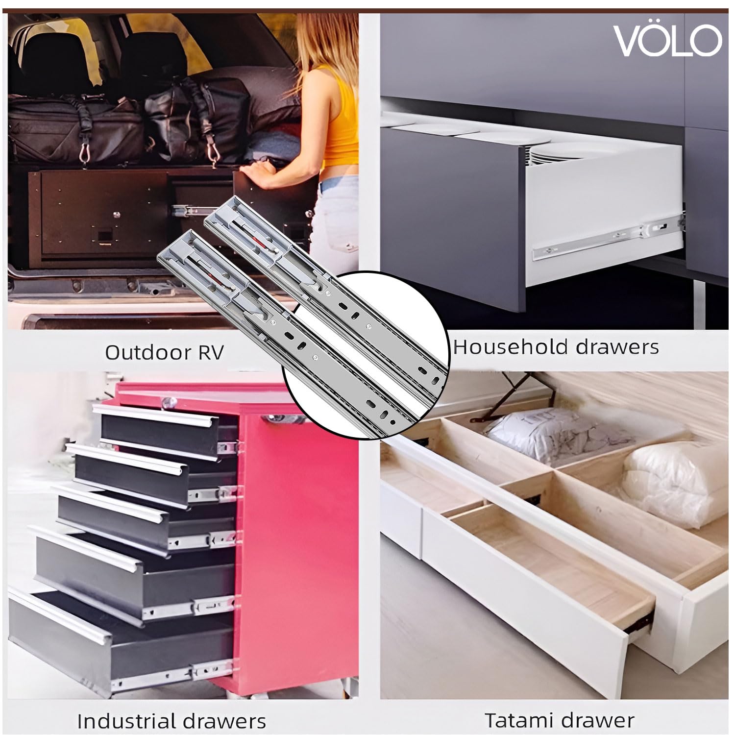 Volo Telescopic Drawer Slides - Push to Open -7 Volo Telescopic Drawer Slides - Push to Open -7
