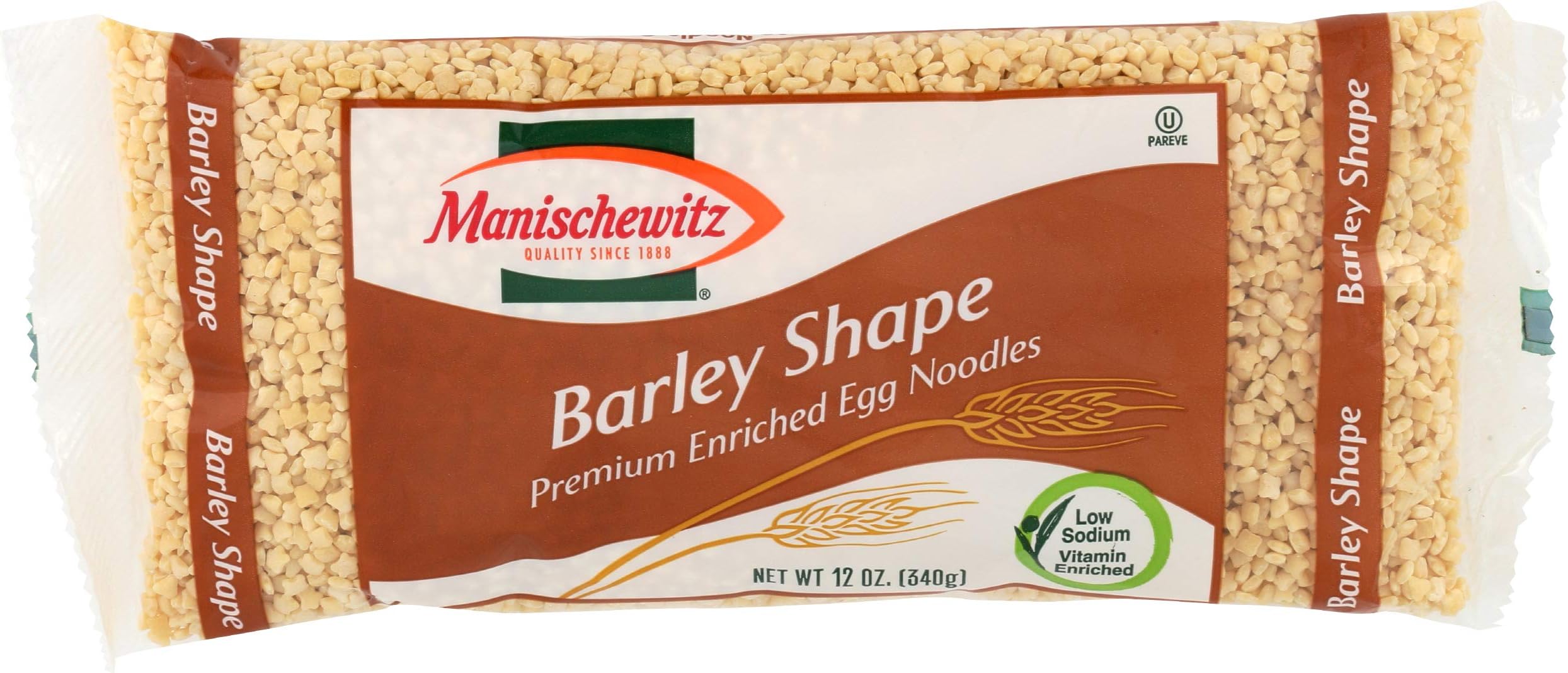 Manischewitz Barley Shaped Enriched Egg Noodles, 12 OZ (Pack of 12) Makes a Great Homestyle Farfel, No Preservatives, Low Sodium