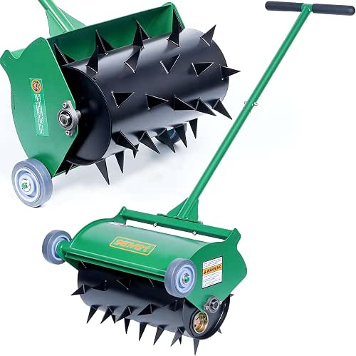 Rolling Lawn Aerator, Heavy Duty Push Spike Aeration Tool Up