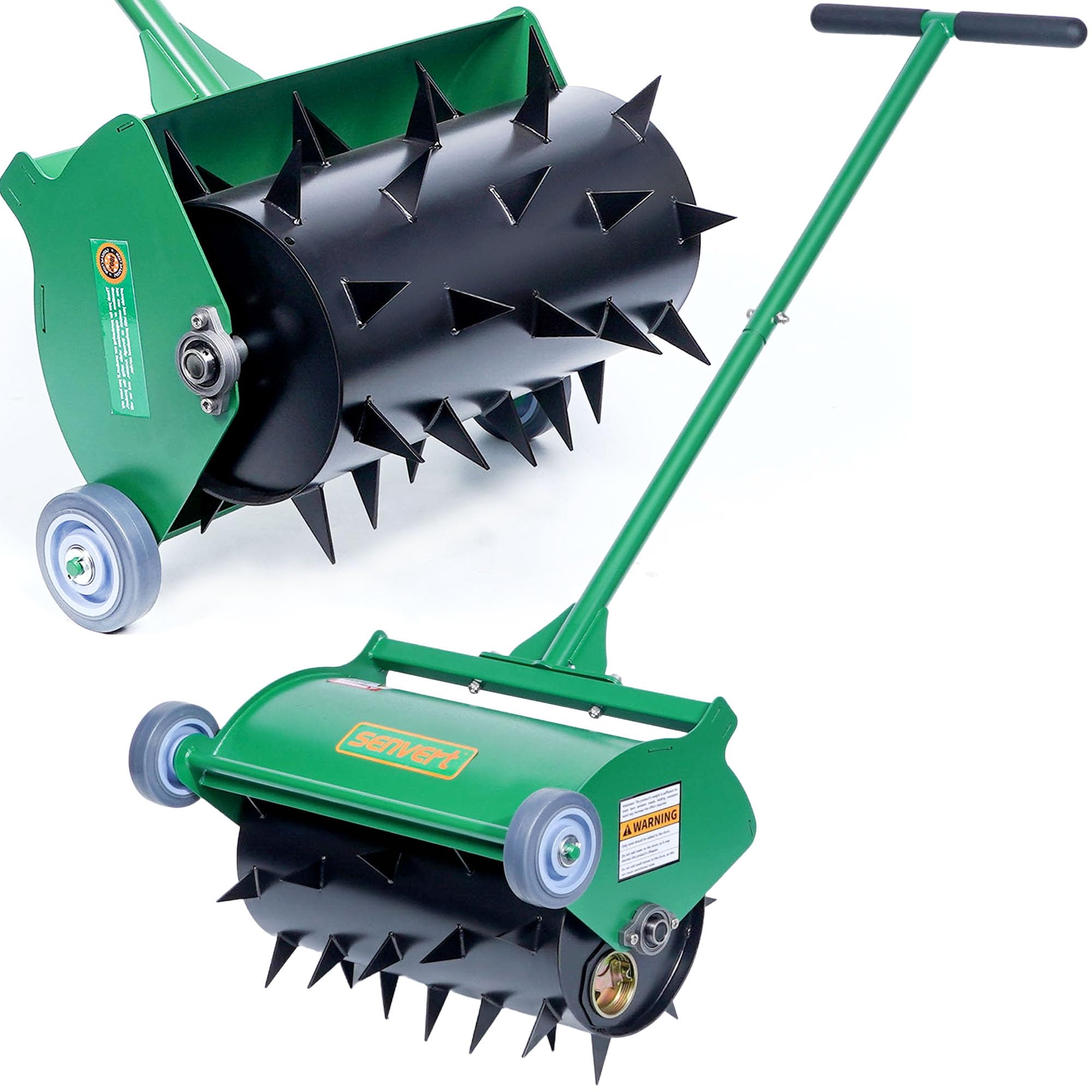 Aireador de césped rodante, herramienta de aireación de pinchos de empuje resistente de hasta 55 libras, aireador de césped giratorio manual para uso en jardín y patio