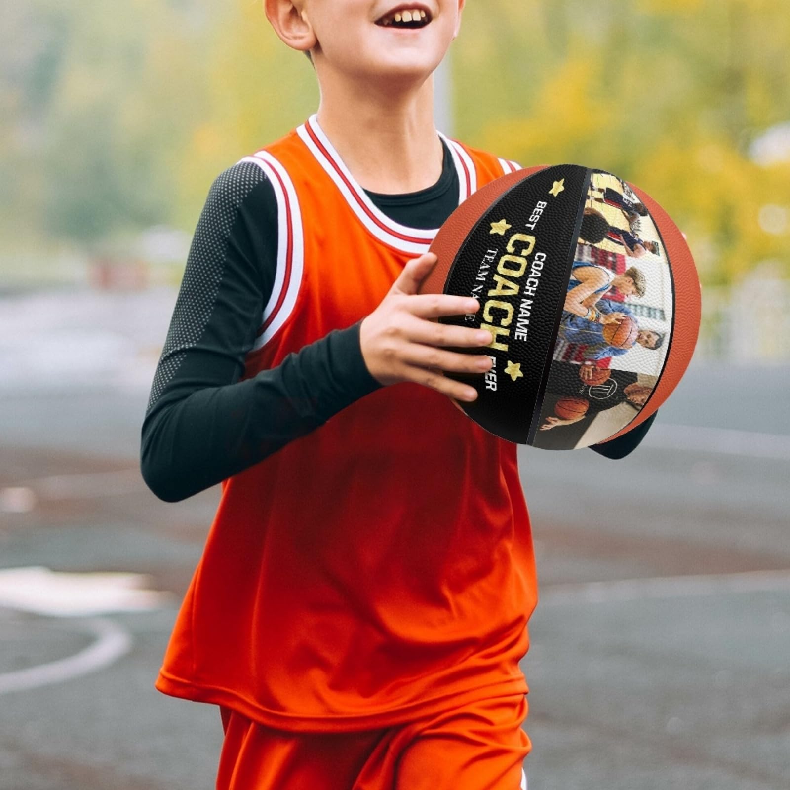 Ballon de Basketball Personnalisé Taille 5/7 74,9 cm Photo Prénom Cadeau Fête des Pères Noël Anniversaire