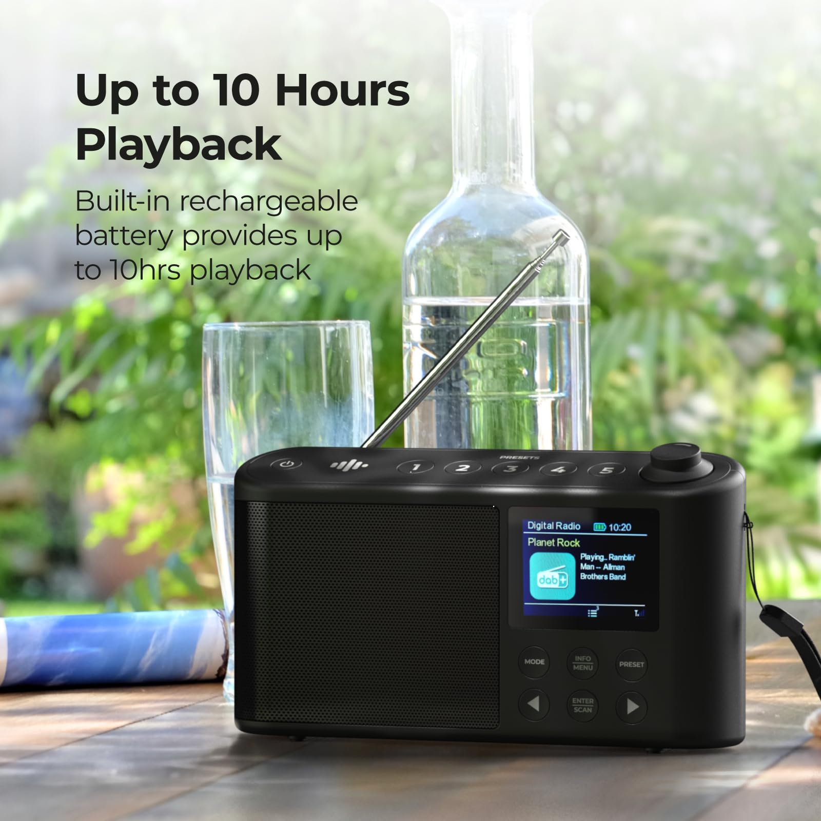 Radio Portable Dab Plus/Dab, Radio FM, Petite Radio, XL Grand écran LCD, Radio Portable Secteur et Batterie, Chargement USB pour 10 Heures de Lecture, (Spectrum by iBox)