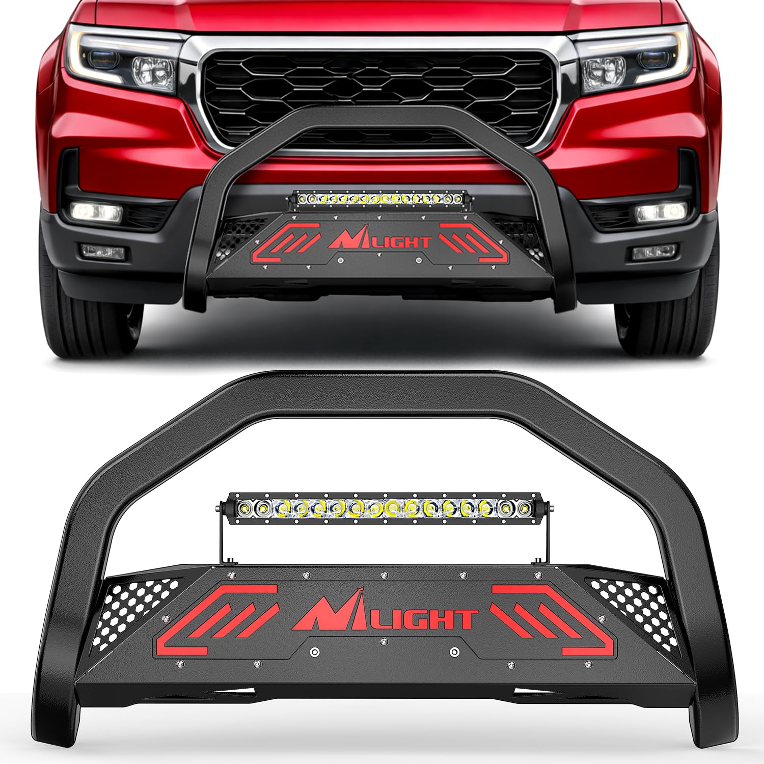 Nilight Bull Bar with Light for 2016-2022 Honda Pilot, 2017-2024 Ridgeline