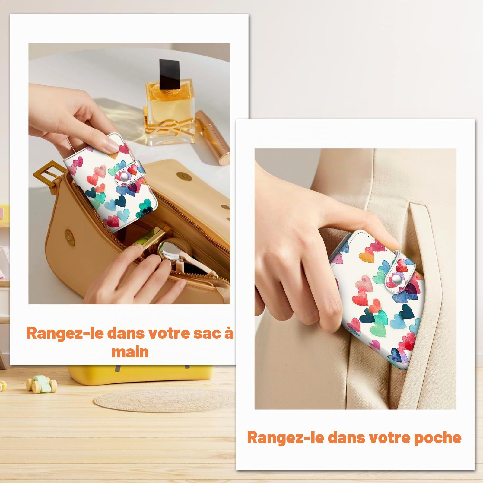 FINTIE Mini Album Photos pour Photo 2 x 3 Pouces (5.4 x 8.6 cm), 52 Photo, Album Photo pour Fujifilm Instax Mini Se/12/11/40/99/7+/LiPlay, Polaroid Hi-Print etc, Coeurs Pluie