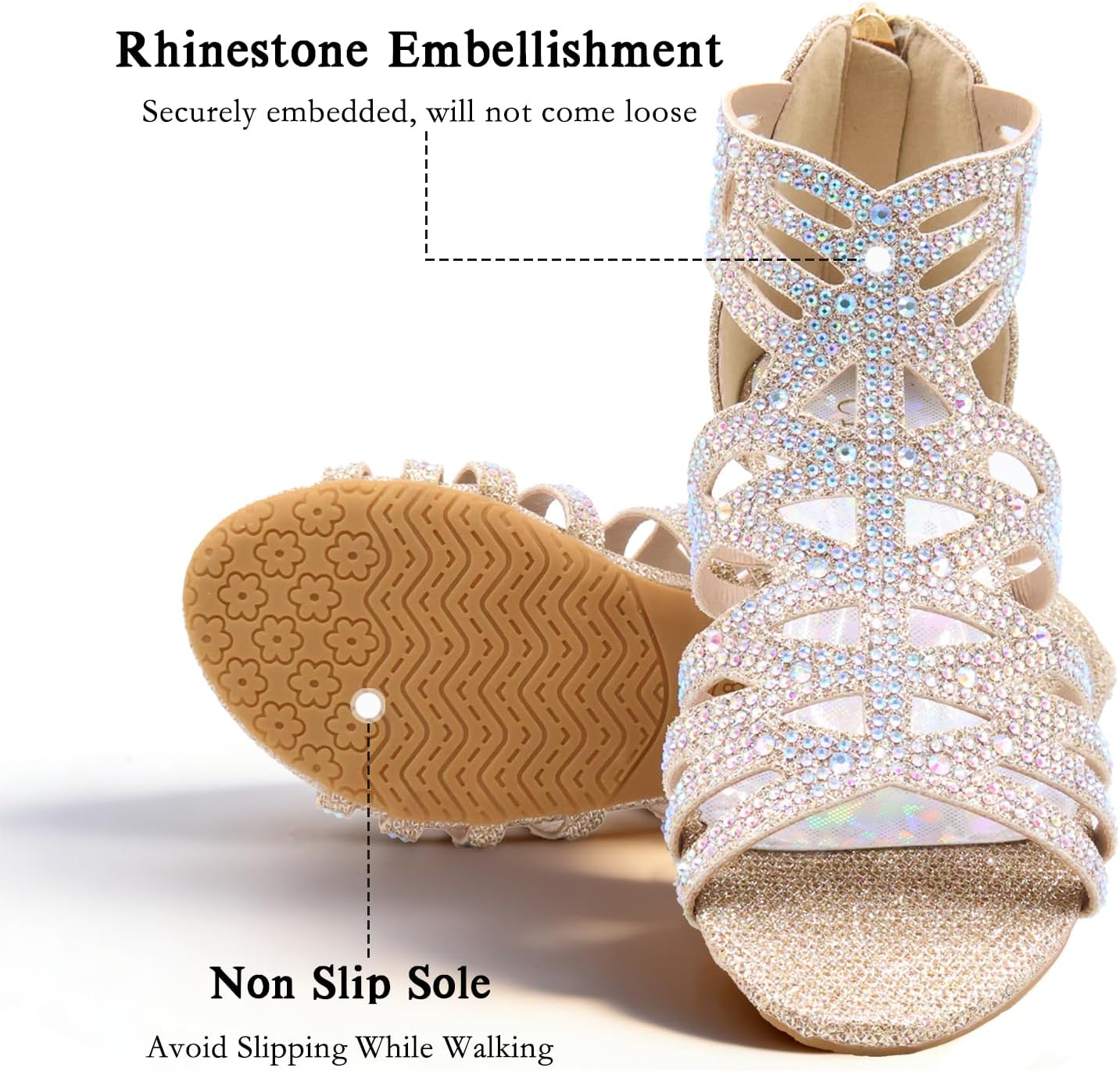 Girls High Heels Dress Pump Sandals Glitter Wedding Flower Party Princess Shoes for Kids Toddler