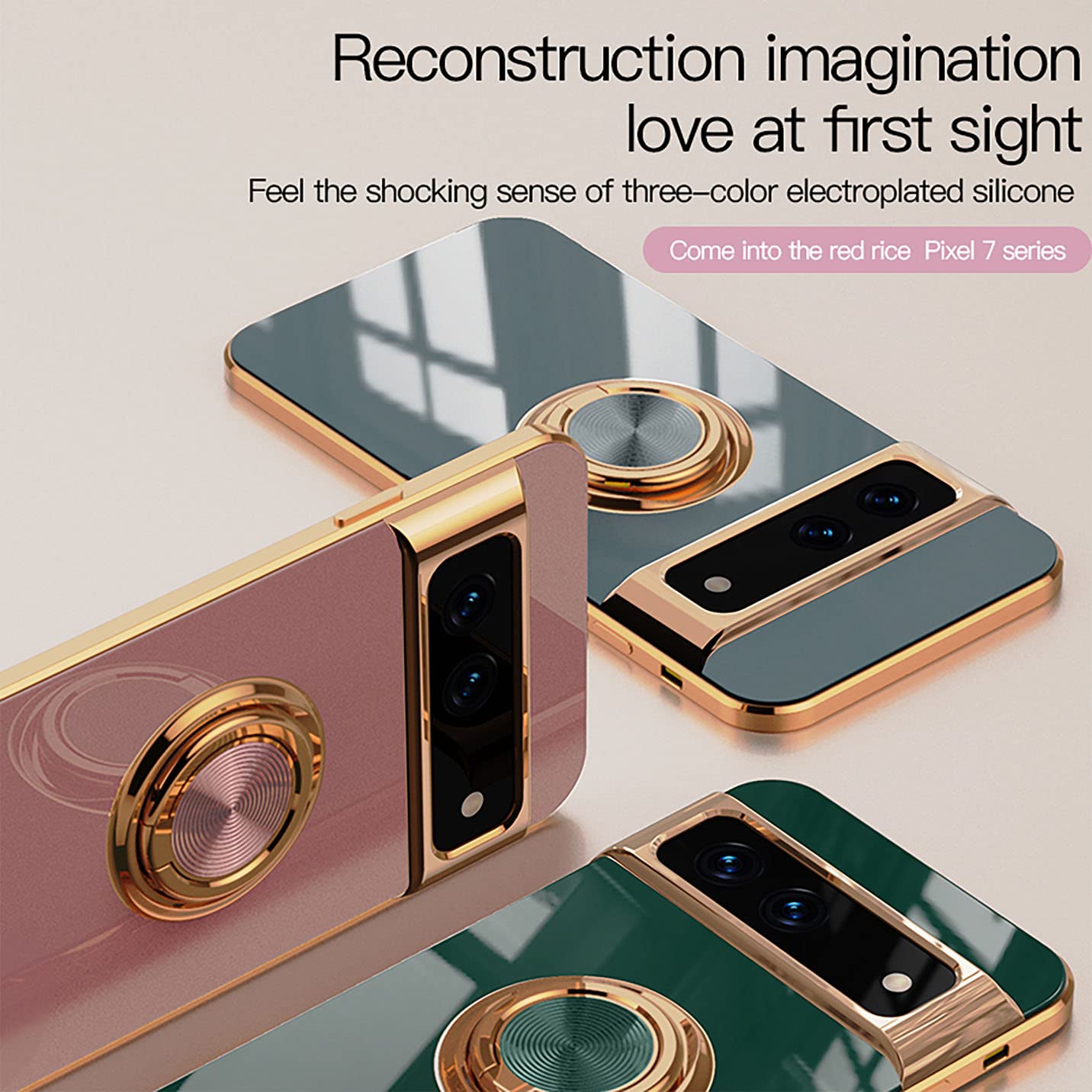 BORYA Ultra-Dünne Hülle Für Google Pixel 9 – Stoßfest, Mit Goldkante & 360° Ringständer, Weiß
