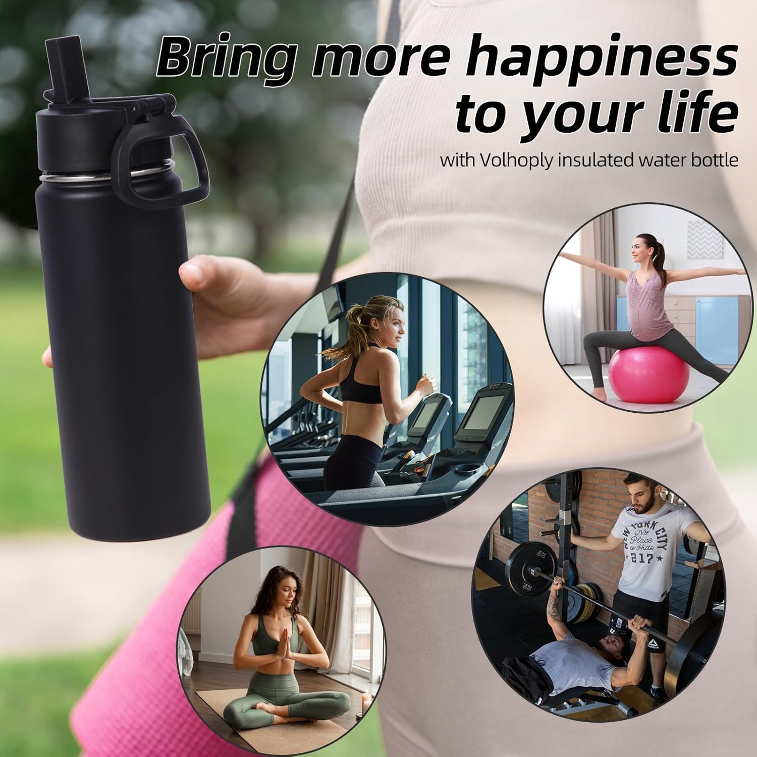 Volhoply 20oz Insulated Stainless Steel Water Bottle With Straw Lid Bulk 8 Pack,Kids Double Wall Vacuum Cups With Handle,Reusable Outdoor Sports Camping Metal Bottles,Travel Flask Keep Cold(Mix,8) - Image 5