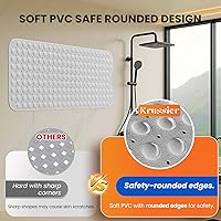 Vista 4 de Non-Slip Bath Tub Mat, 39x16 Inch Extra Large Shower Mat with Drain Holes & Suction Cups, Machine Washable, Clear Blue Azul transparente