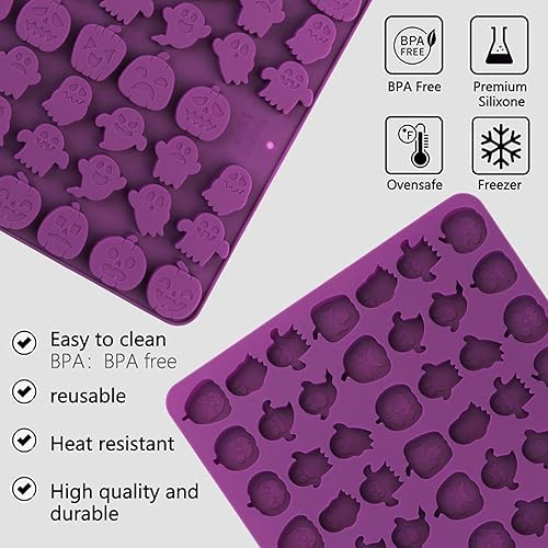 Miniatura 10 de Moldes de caramelo de chocolate, 76 cavidades en forma de árbol y pan de jengibre, bandeja de silicona de grado alimenticio para galletas de perro o