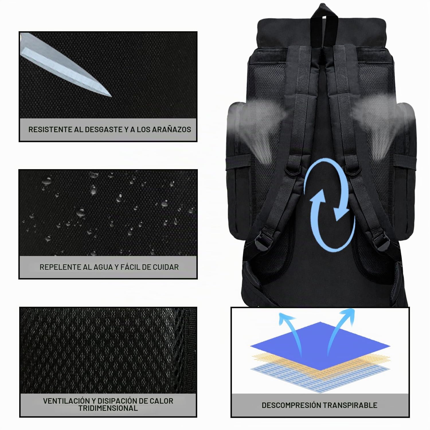 Mochila tácticas militares 80L MOLLE impermeable gran capacidad