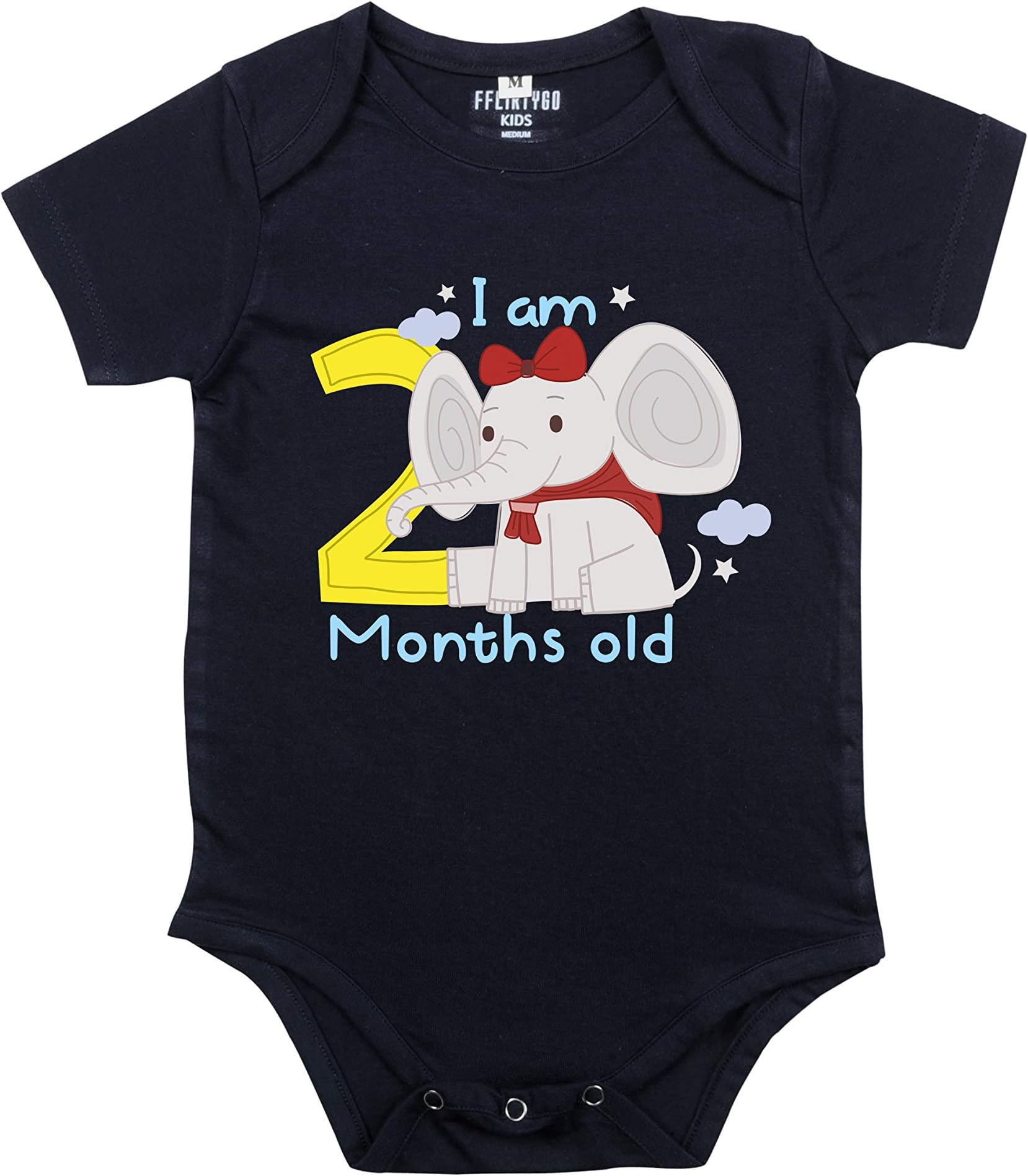 Baby Wear Cotton Rompers Half Sleeves/Infants Jumpsuit/Body Suit Romper for Boys and Girls I Am 2 Months Old Printed on Navy Blue Color