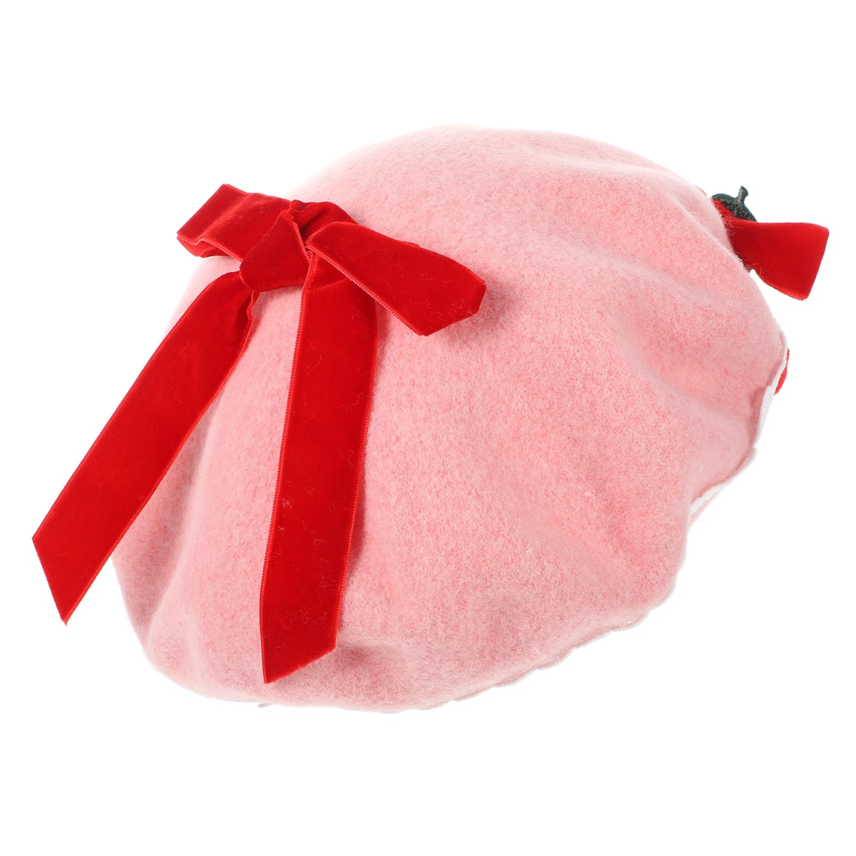 PRETYZOOM Berretto Donna Fiocco in Lana Rosa Taglia M 56-58 Cm