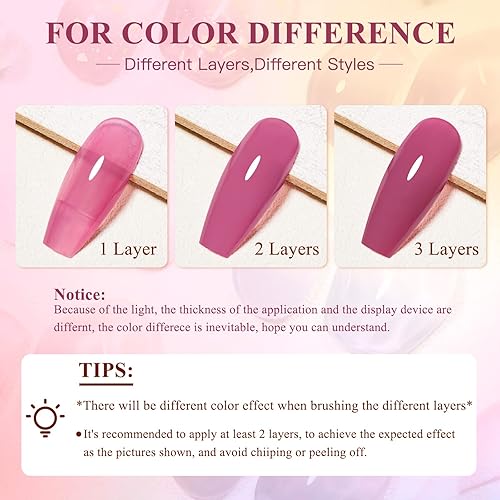 Miniatura 2 de MEET ACROSS Esmalte de uñas de gel que cambia de color rosa gelatina, translúcido, nude, rosa, cambio de temperatura, juego de esmalte de gel