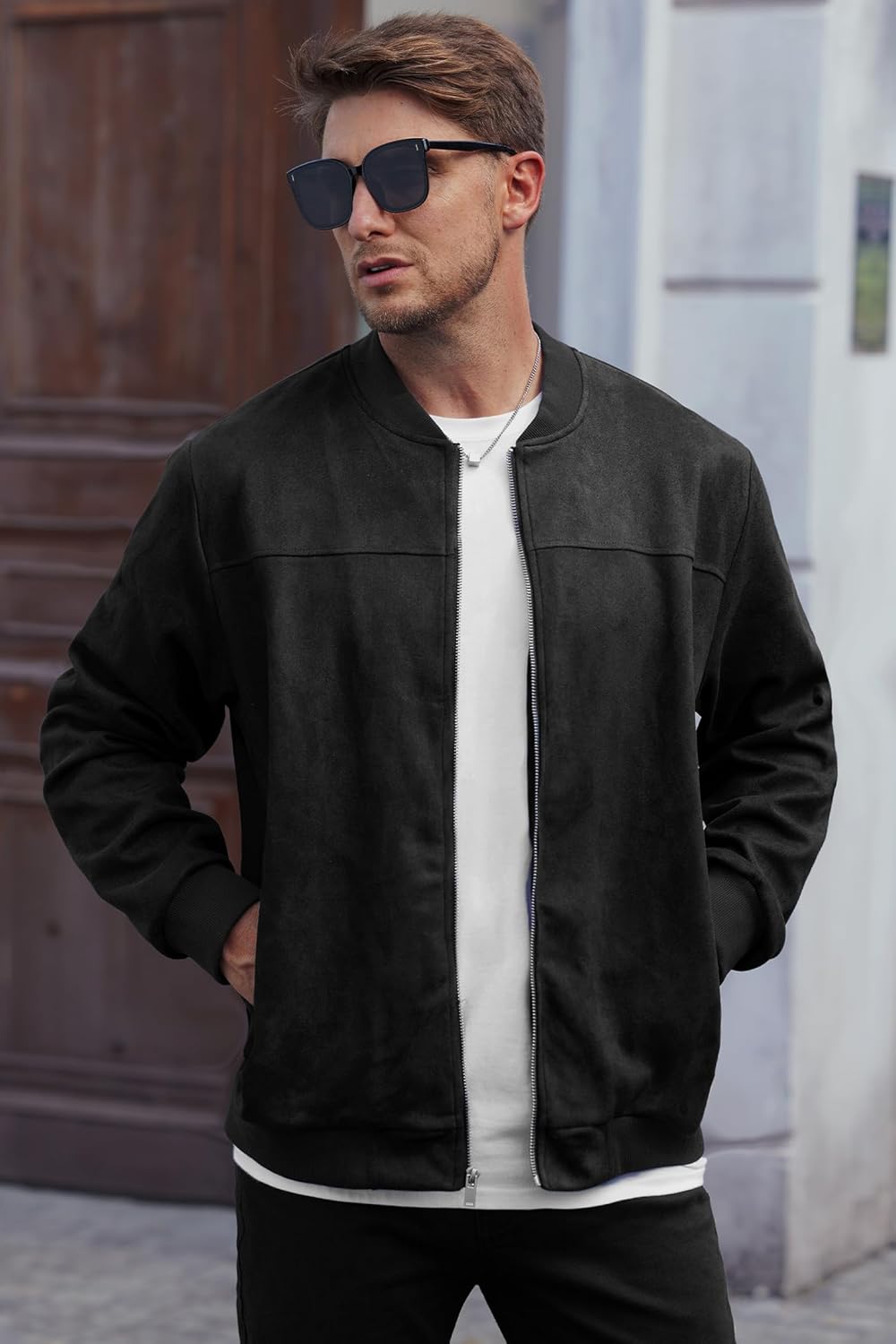 Jaqueta bomber masculina de camurça, casual, pesada, com zíper (P-GGG) em promoção! Veja a oferta e mais achadinhos de Jaquetas & Casacos 9 Hoje é o melhor dia para comprar Jaqueta bomber masculina de camurça, casual, pesada, com zíper (P-GGG) com aquele preço maroto! Promoção! Aproveite a oferta! 9