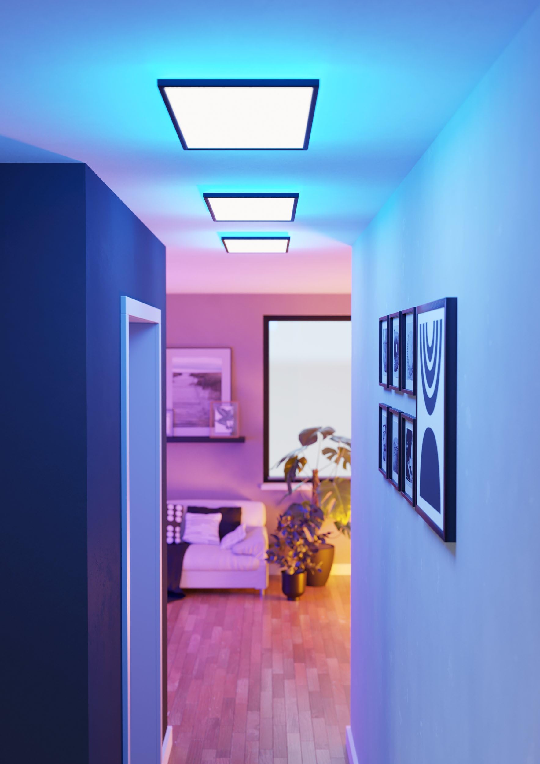 EGLO connect.z Smart Home LED lampa sufitowa do łazienki Rovito-Z, ZigBee | sterowanie przez aplikację i głos Alexa, ciepła i zimna biel, RGB, ściemnialna, czarna, IP44, 57x30 cm
