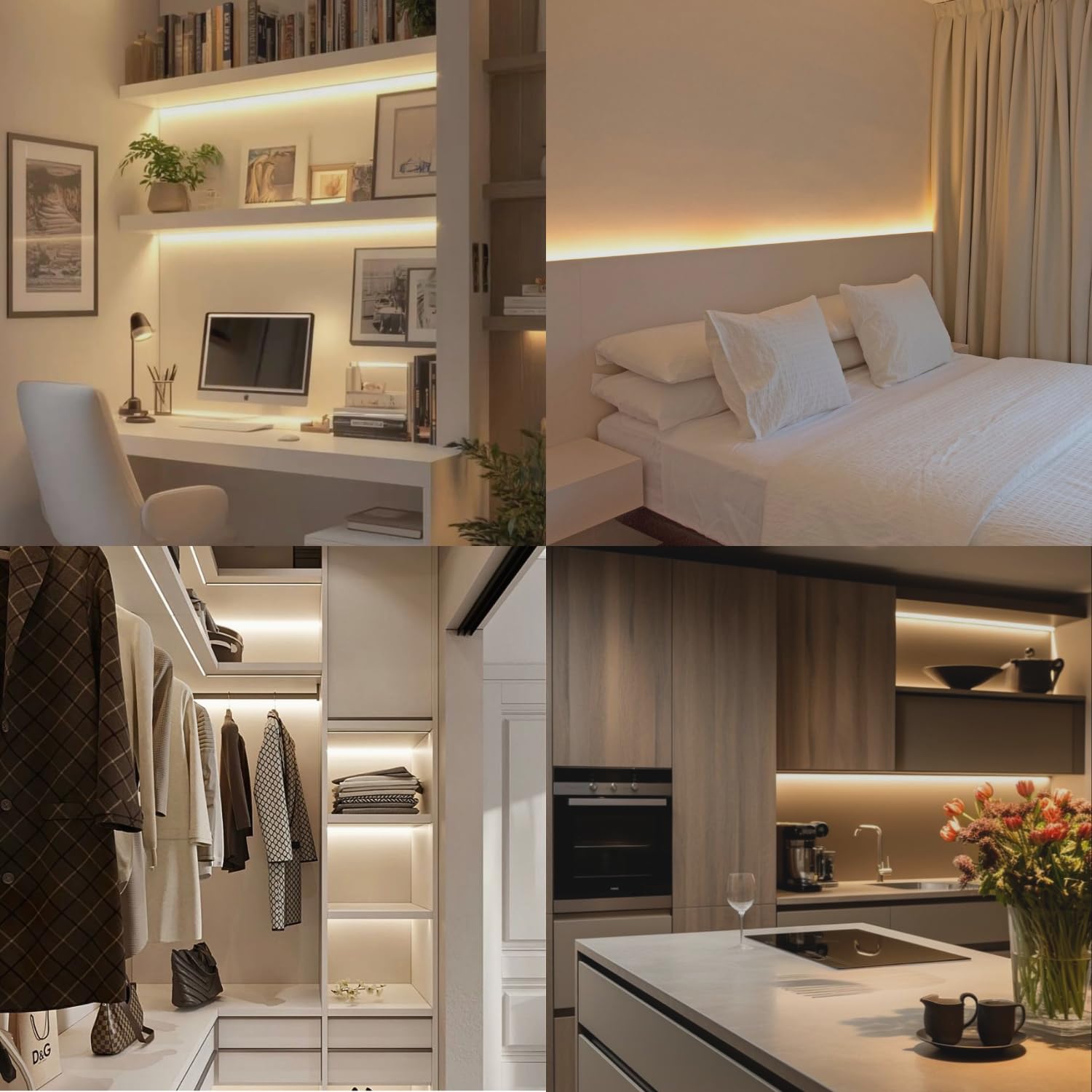 Evotrade Luminella Sottopensile LED Marbella con Dimmer Tattile e ON/OFF a Sfioramento – Luce Regolabile 3000-6500K, Lunghezza 60 cm, Cavo 1,5 m con Spina Europea, per Cucina e Ufficio