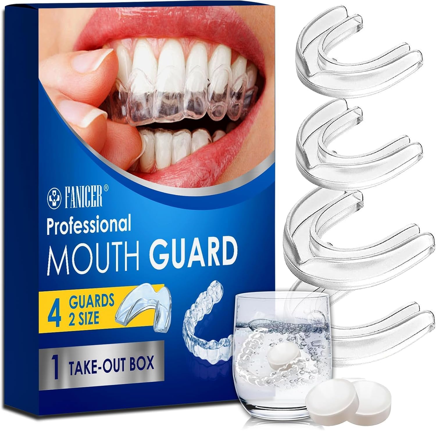 4-Pack 2-Größen Knirscherschiene Für Nacht Nachtschutz für Zähne,Beißschiene,Gegen Bruxismus und Zähneknirschen,Transparente
