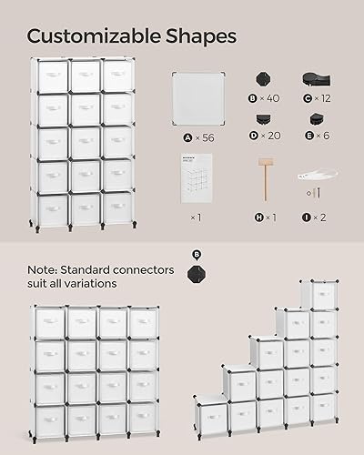 Miniatura 5 de SONGMICS Organizador de almacenamiento con cajas de almacenamiento, juego de 16 cubos, 16 contenedores plegables de tela no tejida, personalizables,