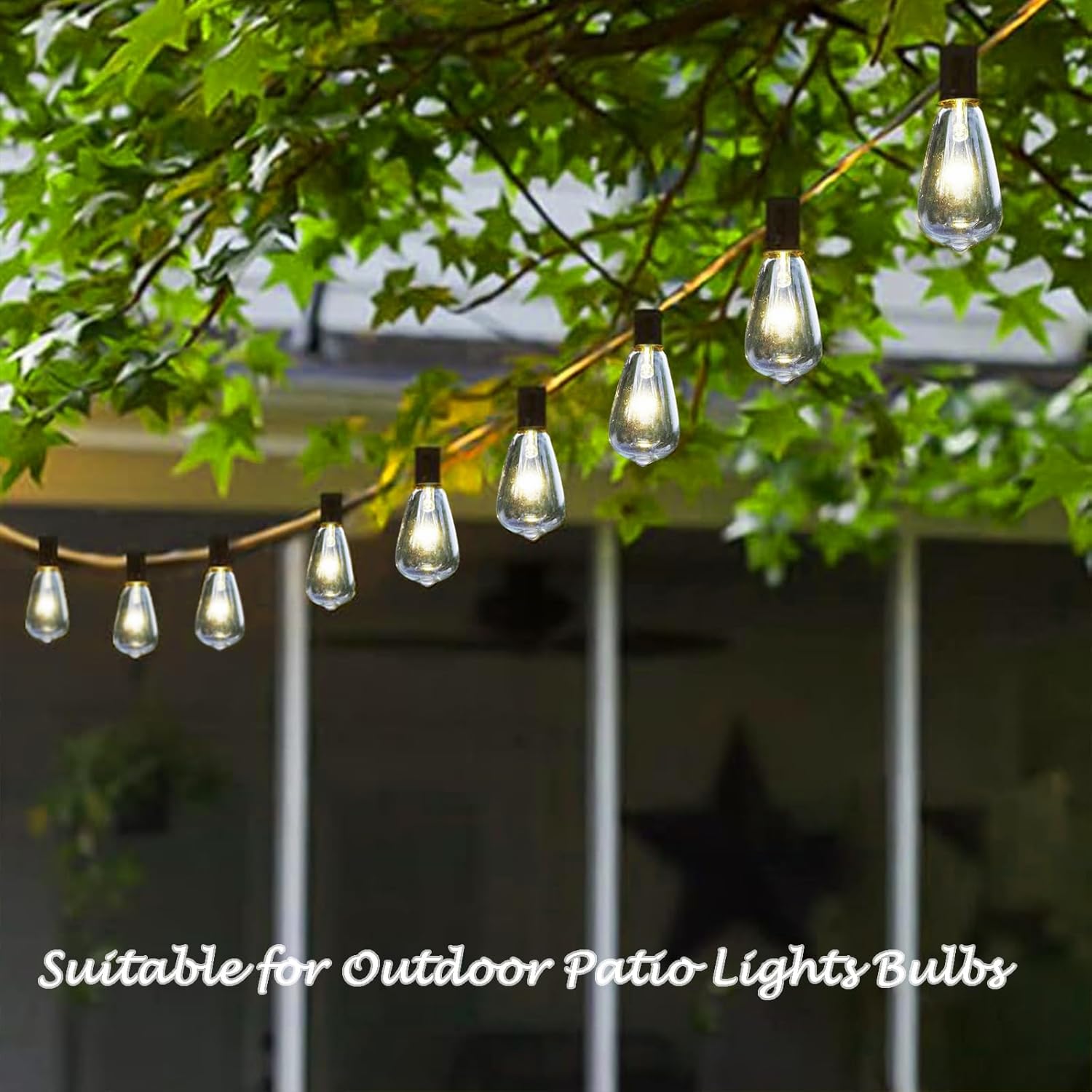 10-Pack Edison Replacement Light Bulbs, 7-Watt E12/C7 Incandescent ST38 Replacement Clear Glass Light Bulbs for Outdoor Patio String Lights, Vintage Light String