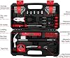 DEKO Tool Kit Set Box 62 Piece Home Repair DIY Tools Basic Hand Toolbox Sets for Home (Red)