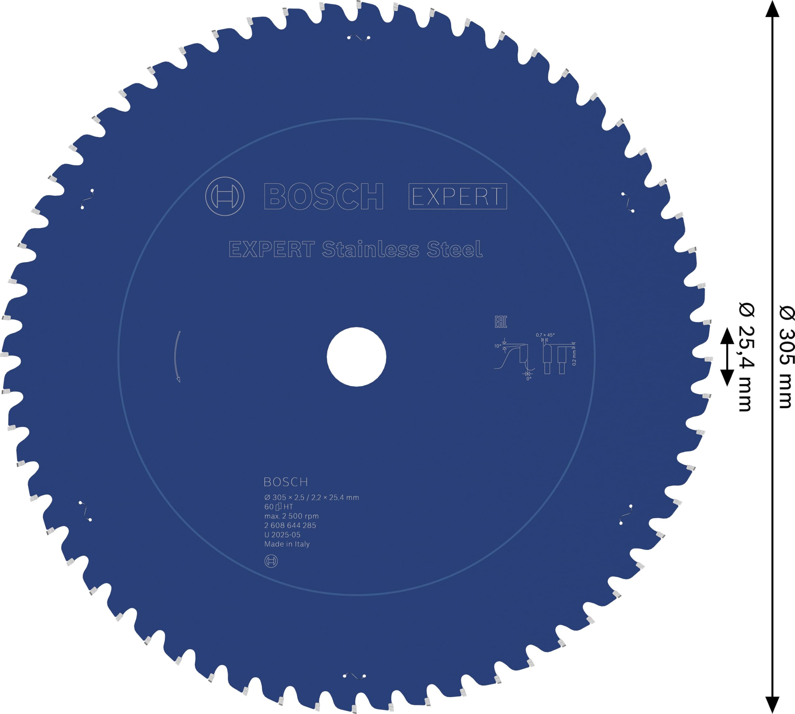 Hoja de sierra circular expert for stainless steel 305 x 25,4 x 2,5 x 60 mm