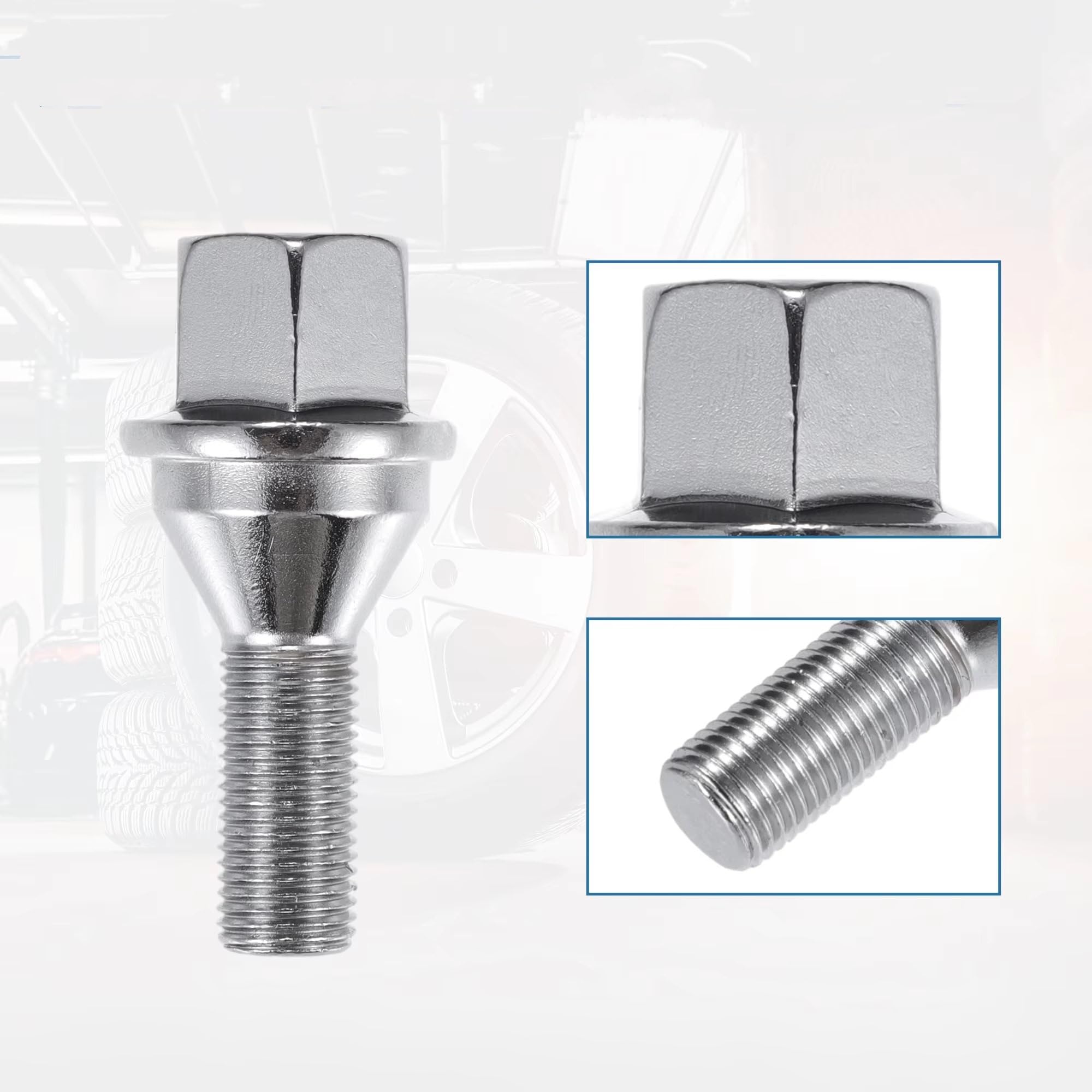 Bulloni Ruota Compatibile Con Jeep Per Cherokee 2.4L 3.2L 2014 2015 2016 2017 2018 20 Pezzi M12x1.25 Argento Bulloni Per Ruota Auto OE: 6511051AA 6509933AA