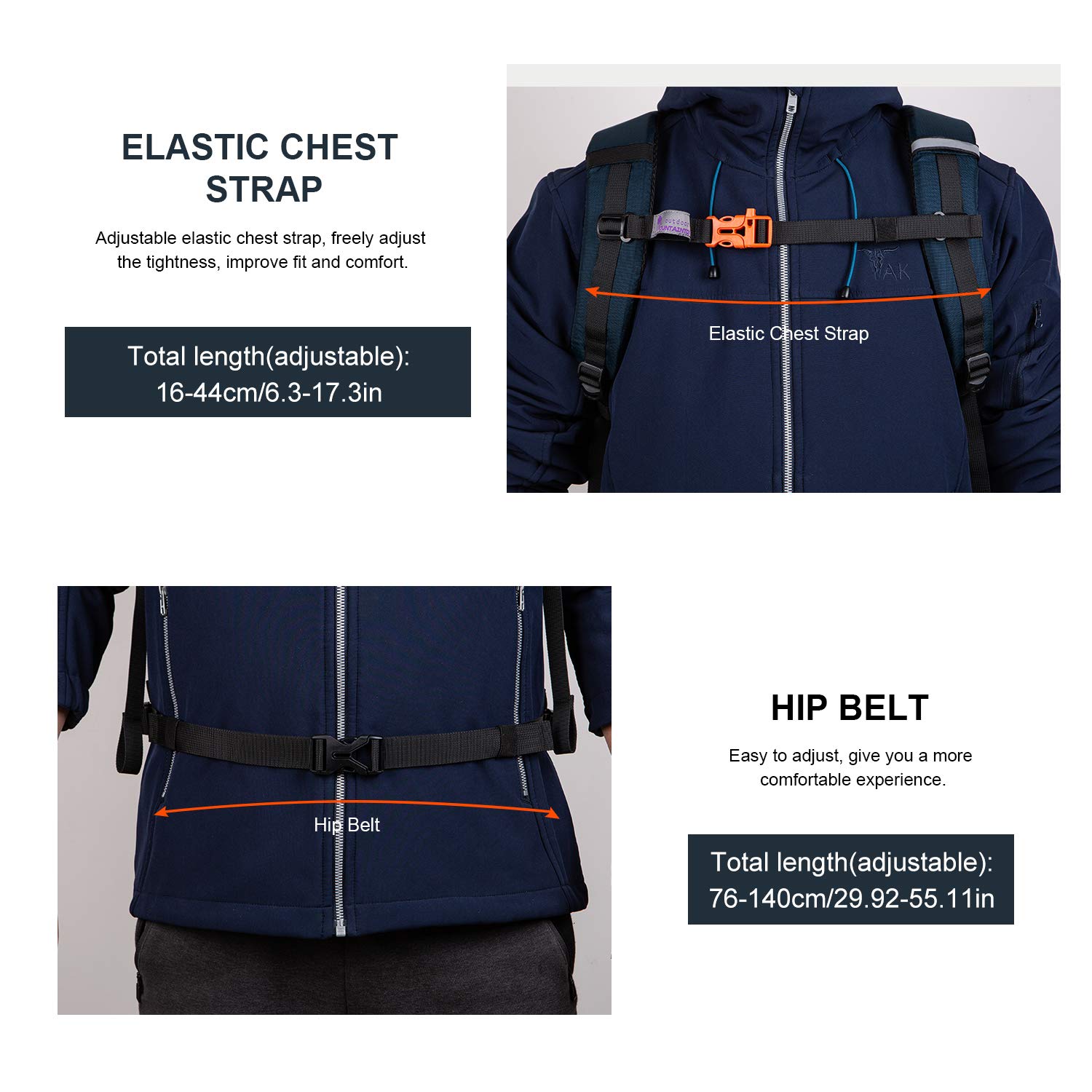 Mountaintop 35L Wanderrucksack Herren Damen Reiserucksack Trekkingrucksack Outdoor Rucksäcke mit Regenhülle für Camping Wandern Radfahren Tagesausflüge, 55x30x18cm