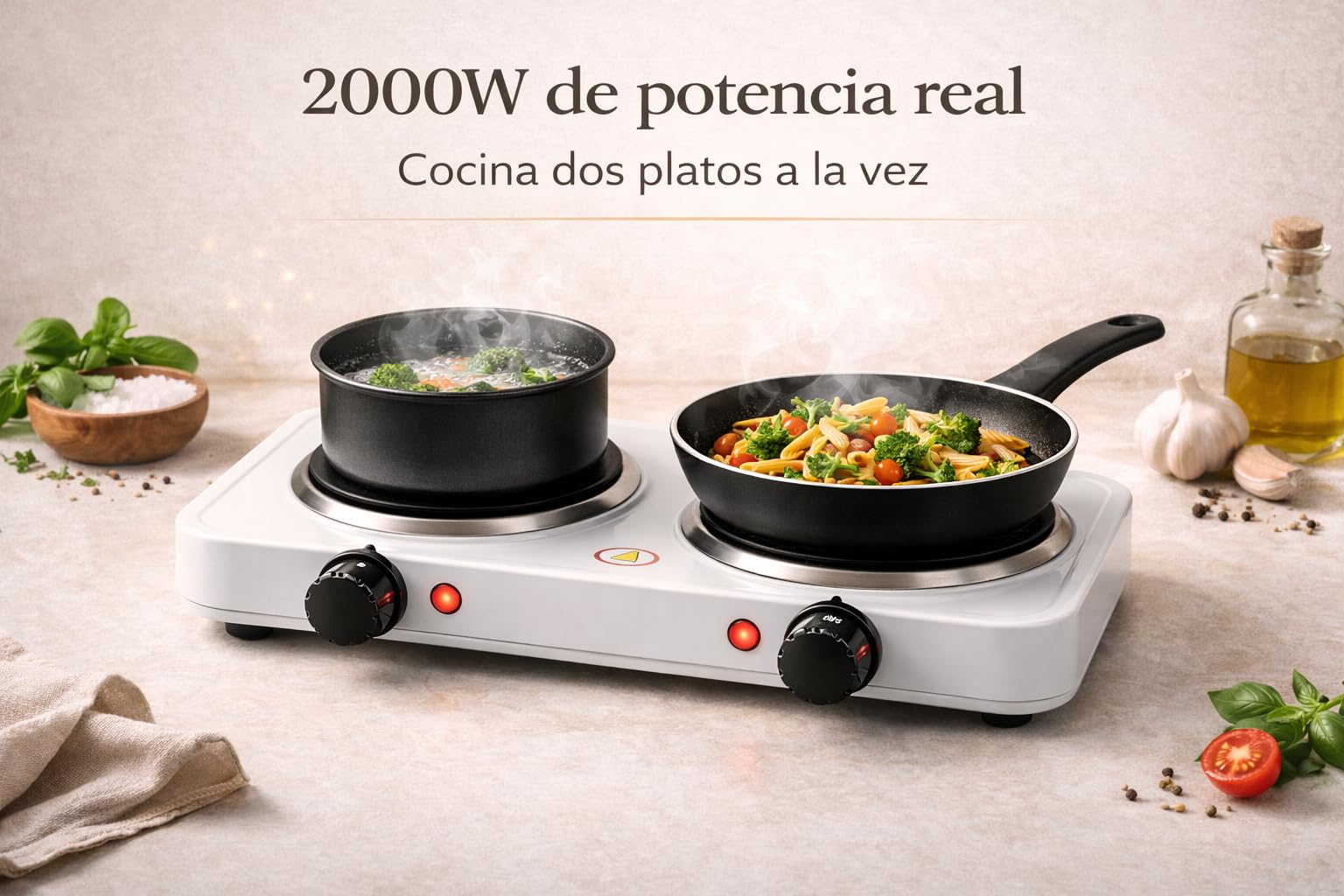 Cuisine électrique double four 2000 W 2 feux plaque électrique camping garantie MP-CE2000