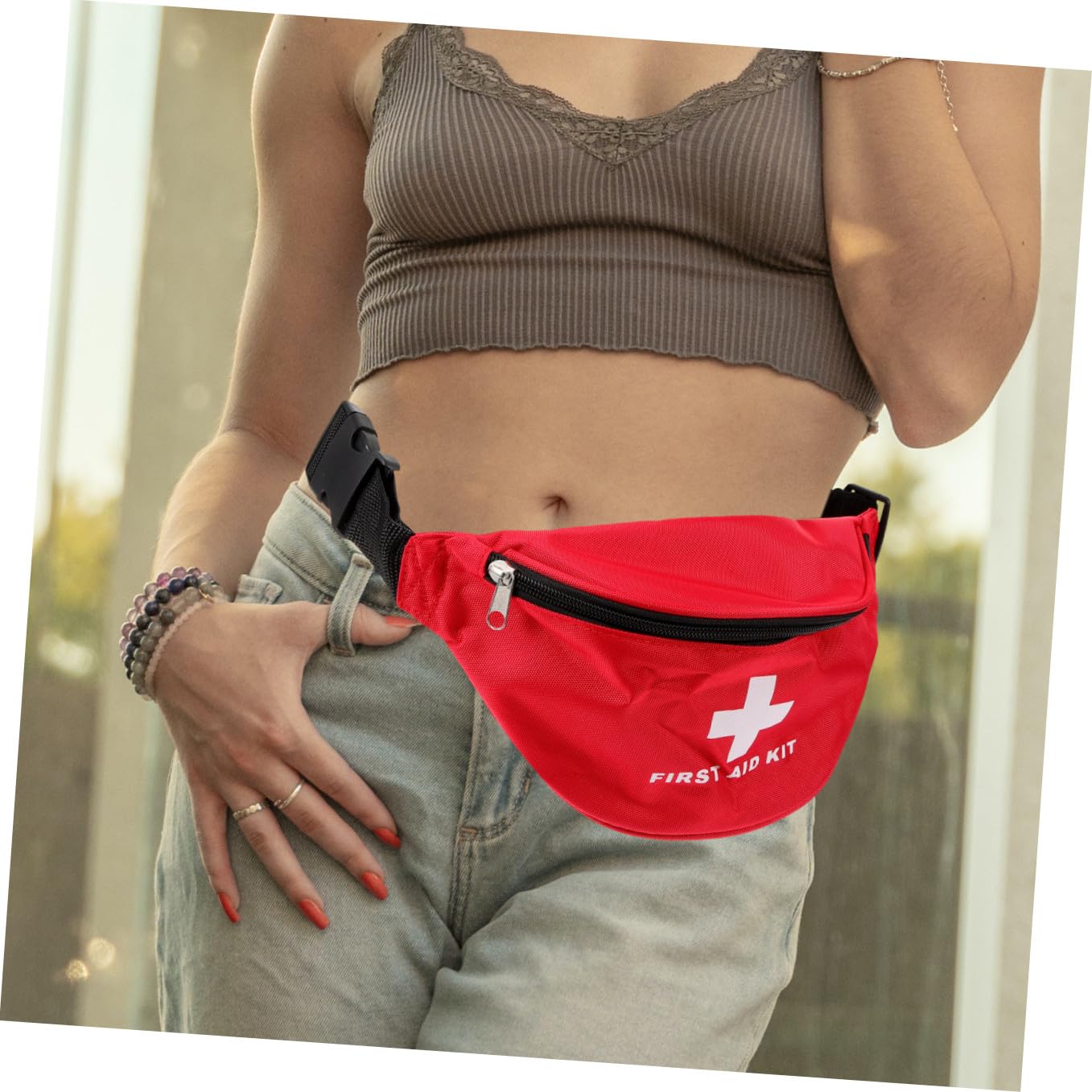 ifundom 4 Set Sacca Di Pronto Soccorso Borsa Per La Medicina Portatile Borsa Di Emergenza Vuota Borsa Per Attrezzature Mediche Borsa Di Emergenza Dell'auto Tela Di Nylon Rosso 2 Pezzi*4