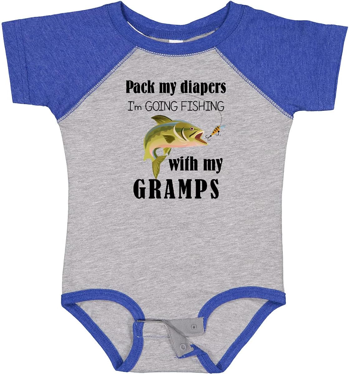inktastic Pack My Diapers I Am Going Fishing with Gramps Baby Bodysuit