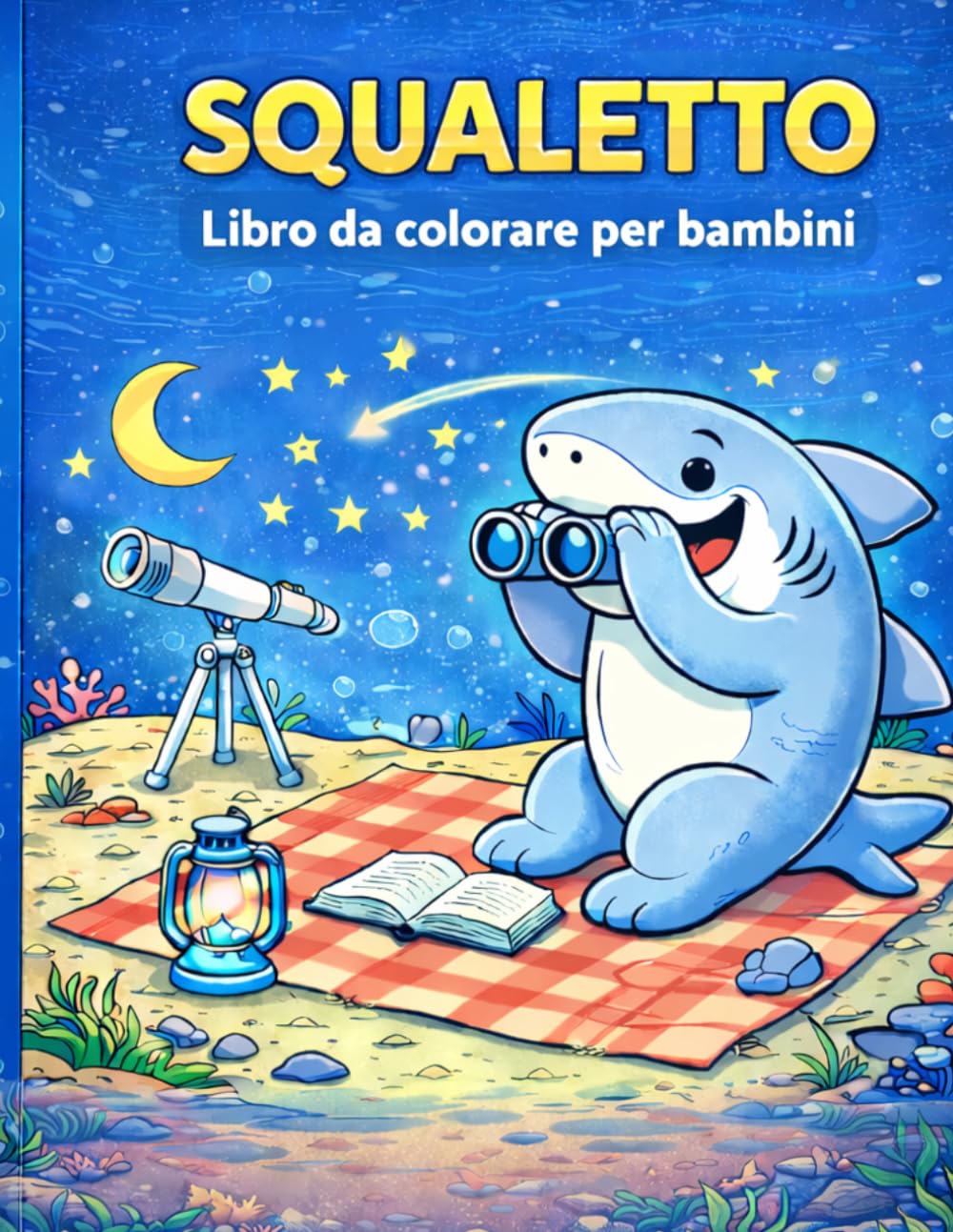 Squali da colorare – Libro da Colorare per Bambini 4-8 Anni: Disegni Facili e Divertenti con Squaletti in Attività Quotidiane – Perfetto per Stimolare Creatività e Relax