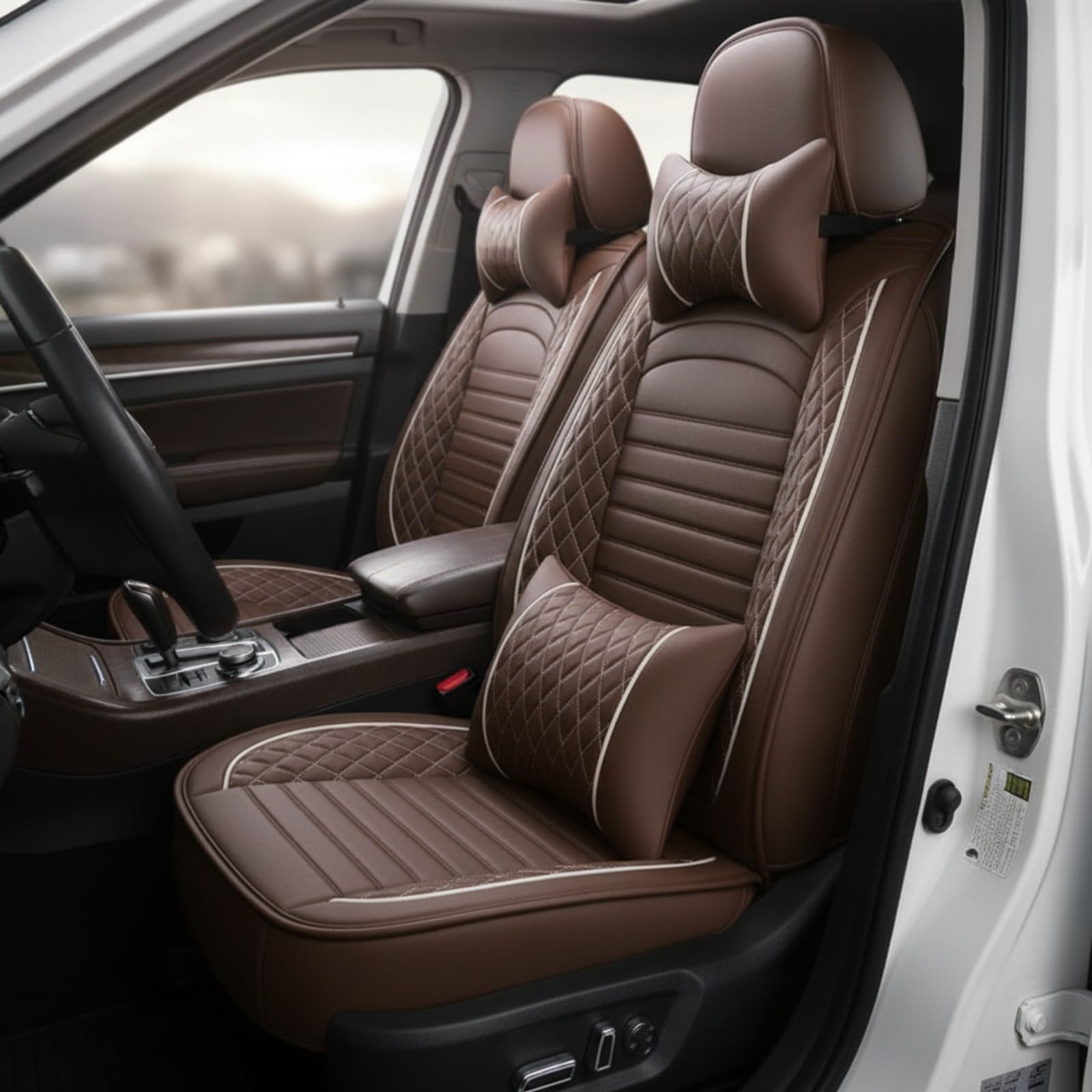 Amagogo Funda Asiento Individual Impermeable | Cobertura Completa, Funda para Asiento Coche, Acolchada, Accesorio, Beige, Asiento Individual Lujo