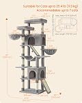 Feandrea Cat Tree, XXL Tall Tower with Sisal Scratching Posts, Multi-Level Activity Center for Large Indoor Cats, 21.6 x 17.7 x 80.7 inch, Light Grey, Clawfy Collection UPCT021G101