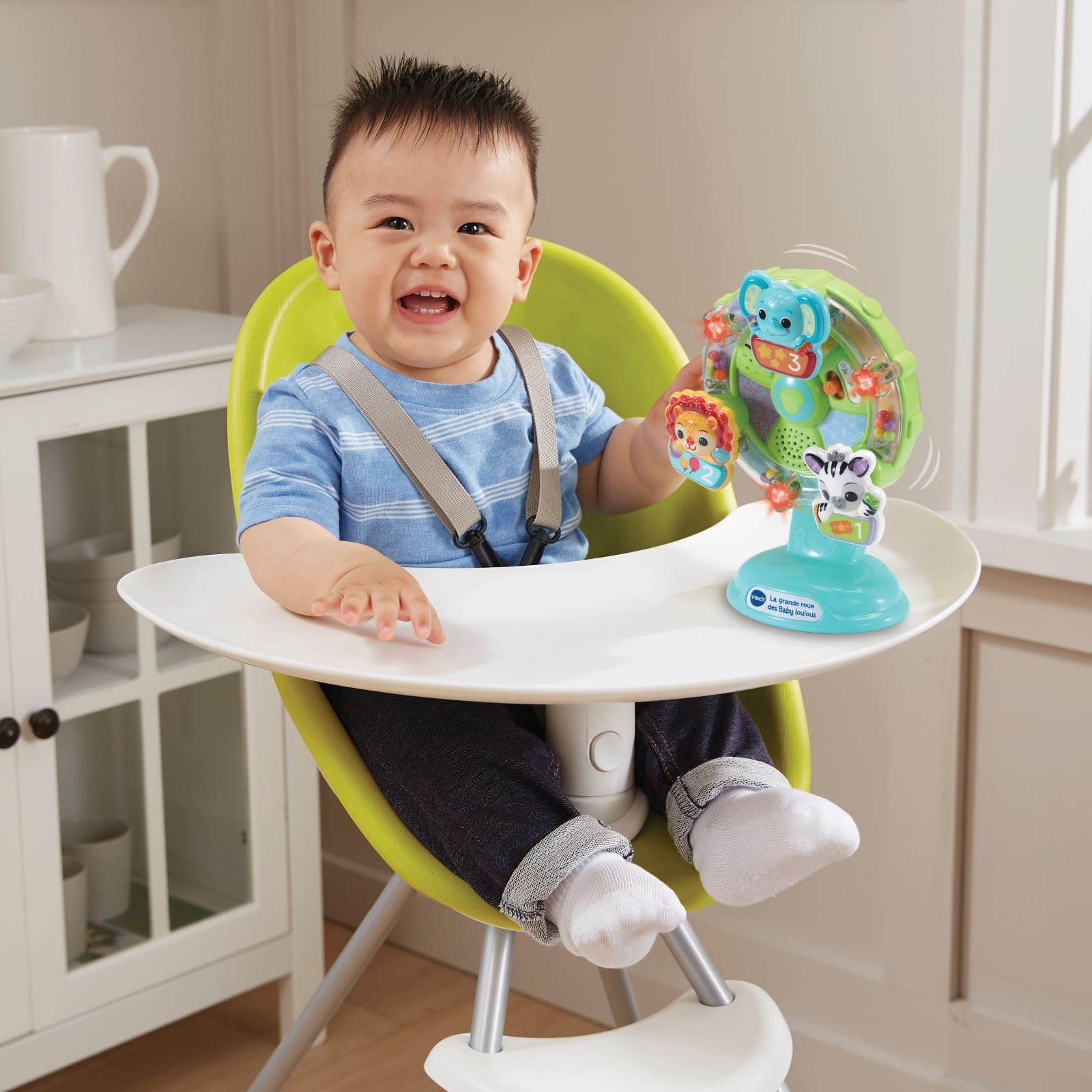 VTech Baby Ruota Panoramica, Gioco Interattivo Bambino con Sensore di Movimento e Stelle Colorate, Supporto con Ventosa, più di 45 Canzoni e Suoni, Lingua Italiana, Batterie Incluse, 6-36 Mesi