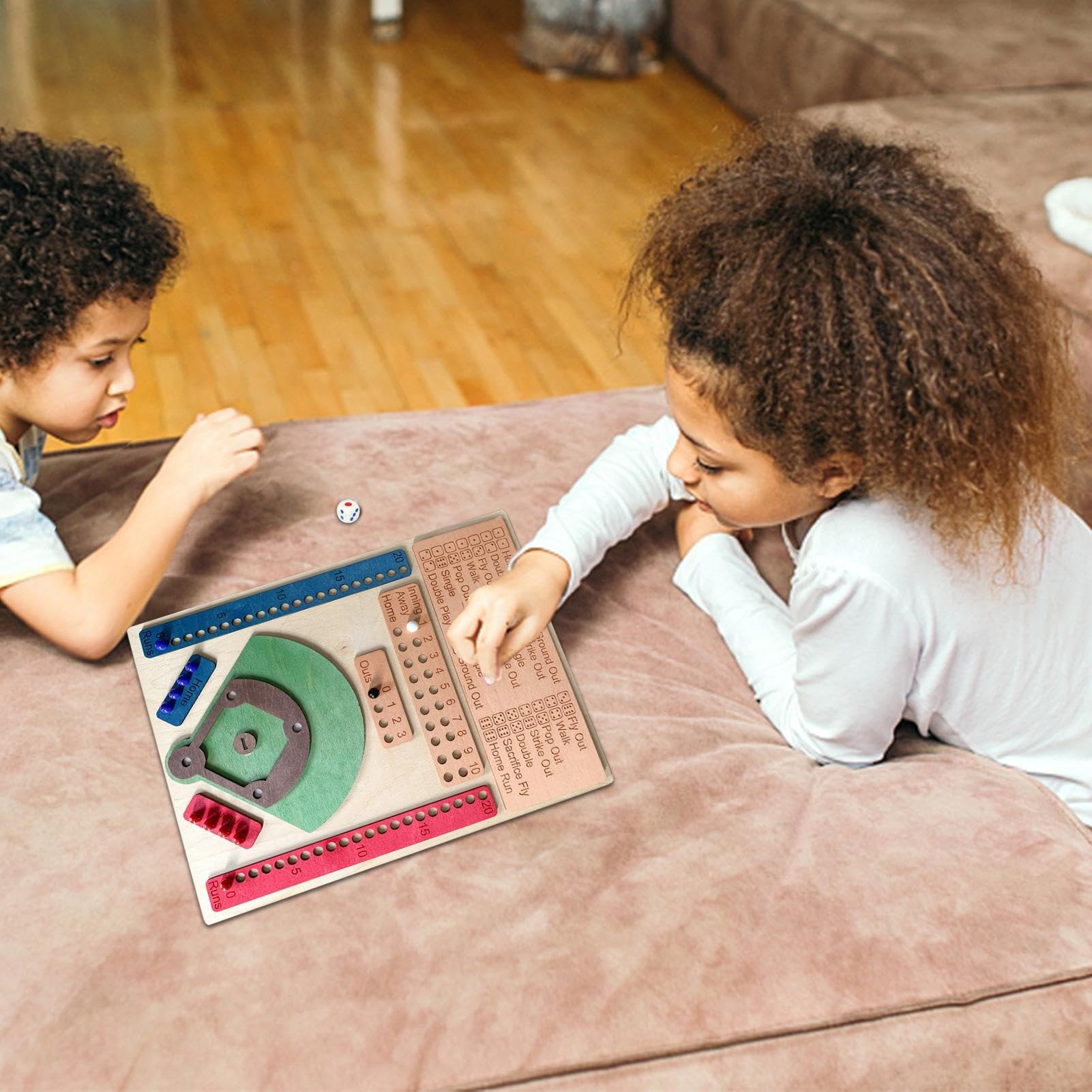 Jeu de société de dés de Baseball, de Baseball - Jeu de Baseball en Bois - de société de Baseball avec dés et Balle, de Table interactif à Double Bataille