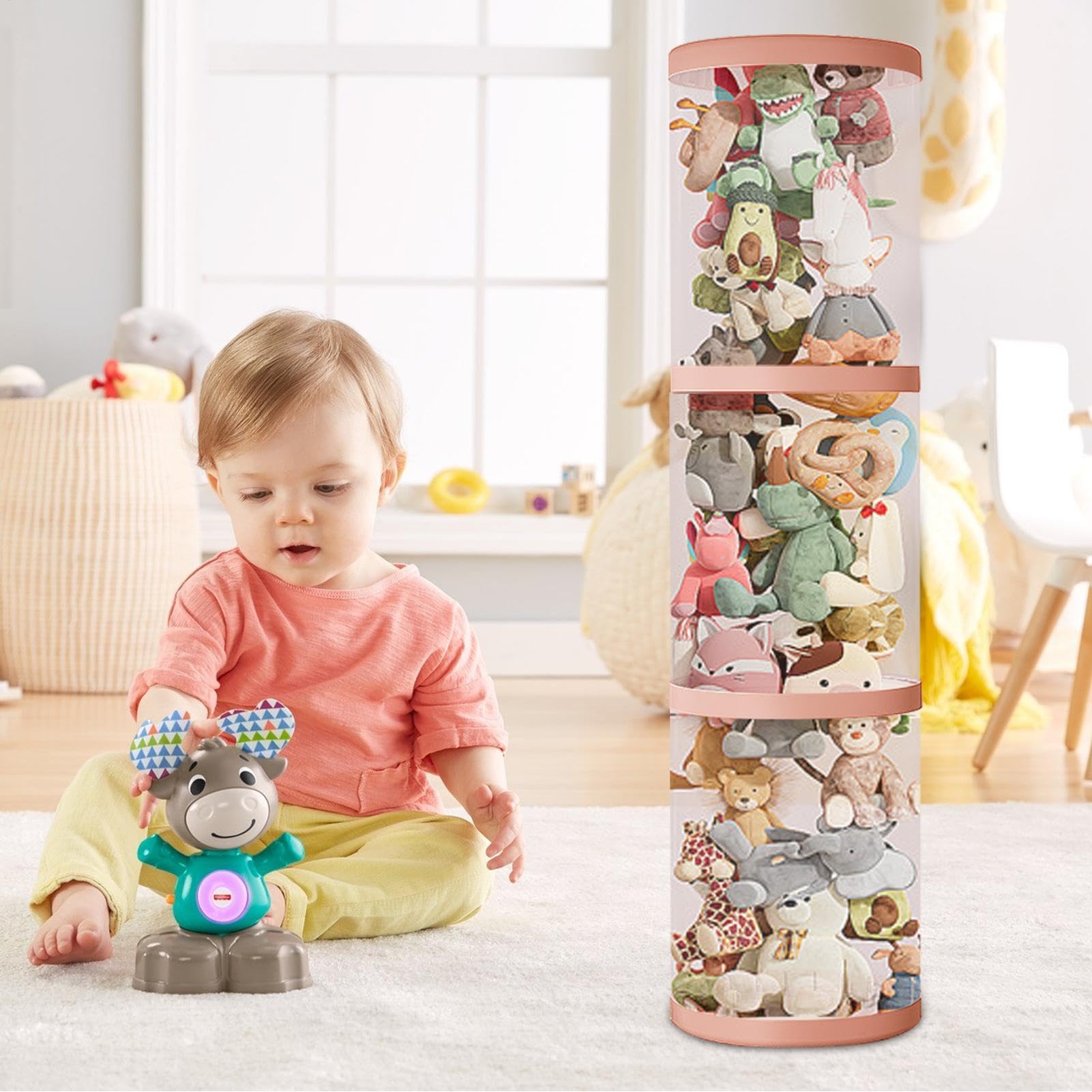 Tube de rangement transparent pour peluche, boîte d'affichage verticale