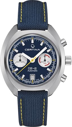 Certina, Mens, DS-2 Chronograph Automatic, Stainless Steel, Swiss Automatic, Watch, Blue, Plastic, 20, C0244621804100