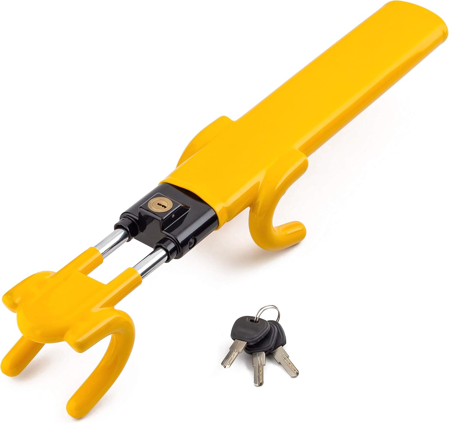 Twin Bar Steering Wheel Lock Stop Thieves Stealing Your Car Universal Fit 3 Keys