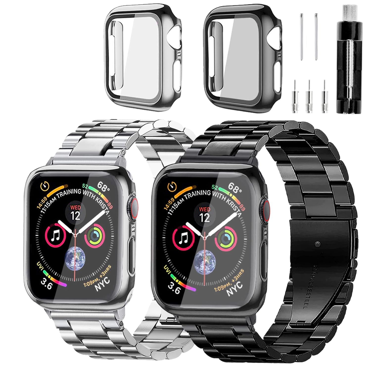 Photo 1 of REASDEN Stainless Steel Band and Case Compatible with Apple Watch Iwatch Ultra Series 11 10 9 8 7 6 5 4 3 2 1 SE