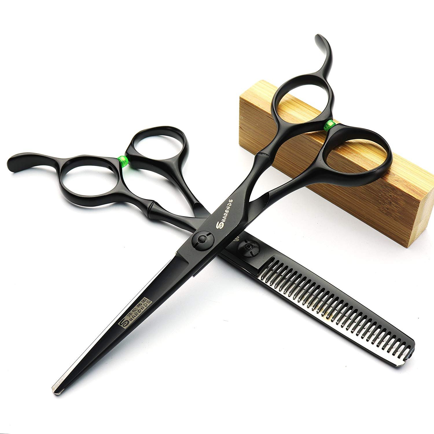 15,2 cm nero capelli design professionale forbici per capelli 400C taglio acciaio sottile set (5,5 "set)