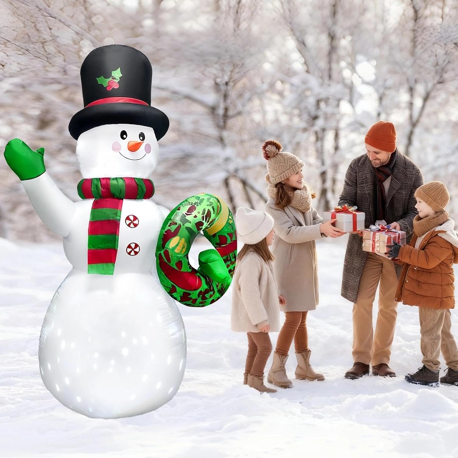 7 FT Inflatable Christmas Decorations, Large Holiday Inflatable Snowman Outdoor with Colorful Rotating LED, Christmas Blow Ups for Outside Garden Patio Lawn Party Xmas Gifts 3 Colors Light