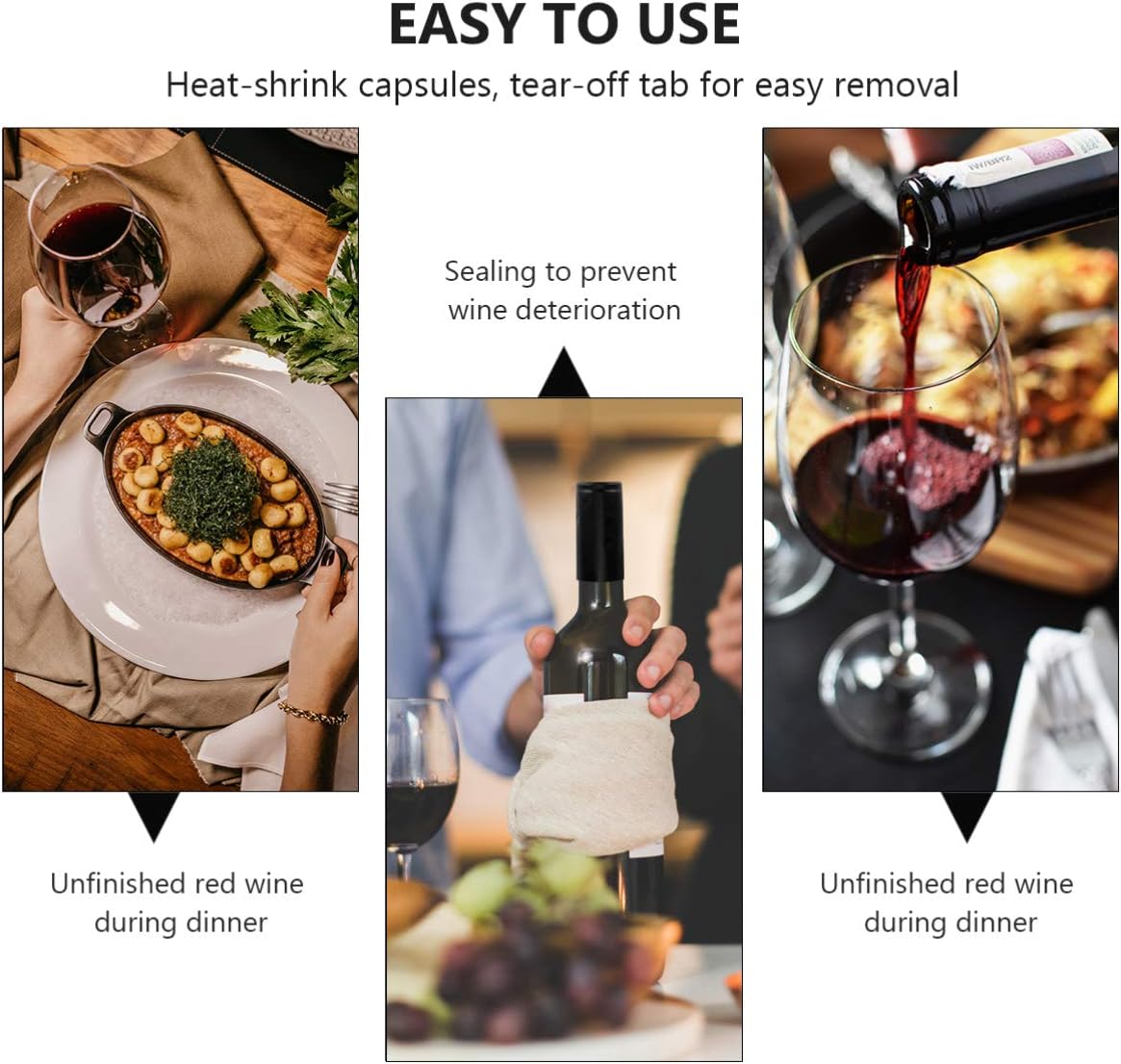 100Pcs Wine Bottle Corks, PVC Heat Shrink Capsules Wine Bottle Capsules Shrink Caps Corks Film Cover sealer for s, Black