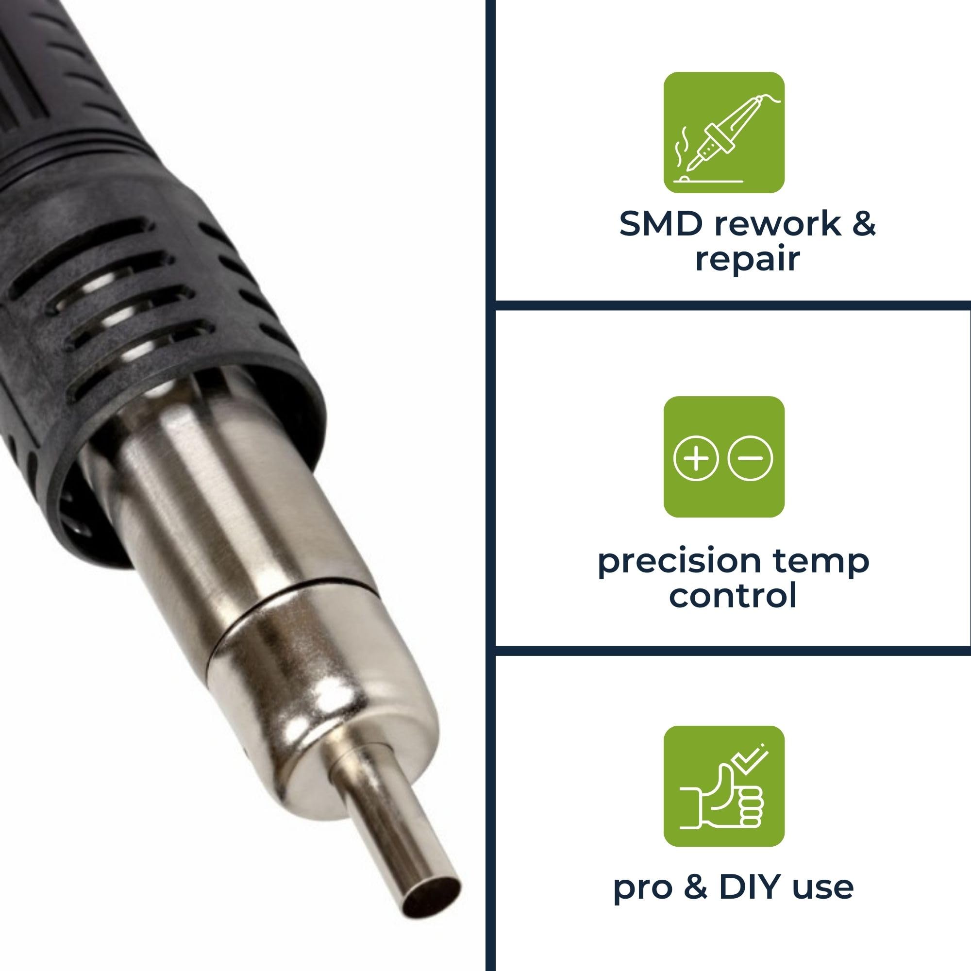 Velleman Stazione di saldatura 2-in-1 multifunzione con saldatore da 60W e pistola ad aria calda da 300W, controllo temperatura a microprocessore, ideale per SMD, PCB ed elettronica